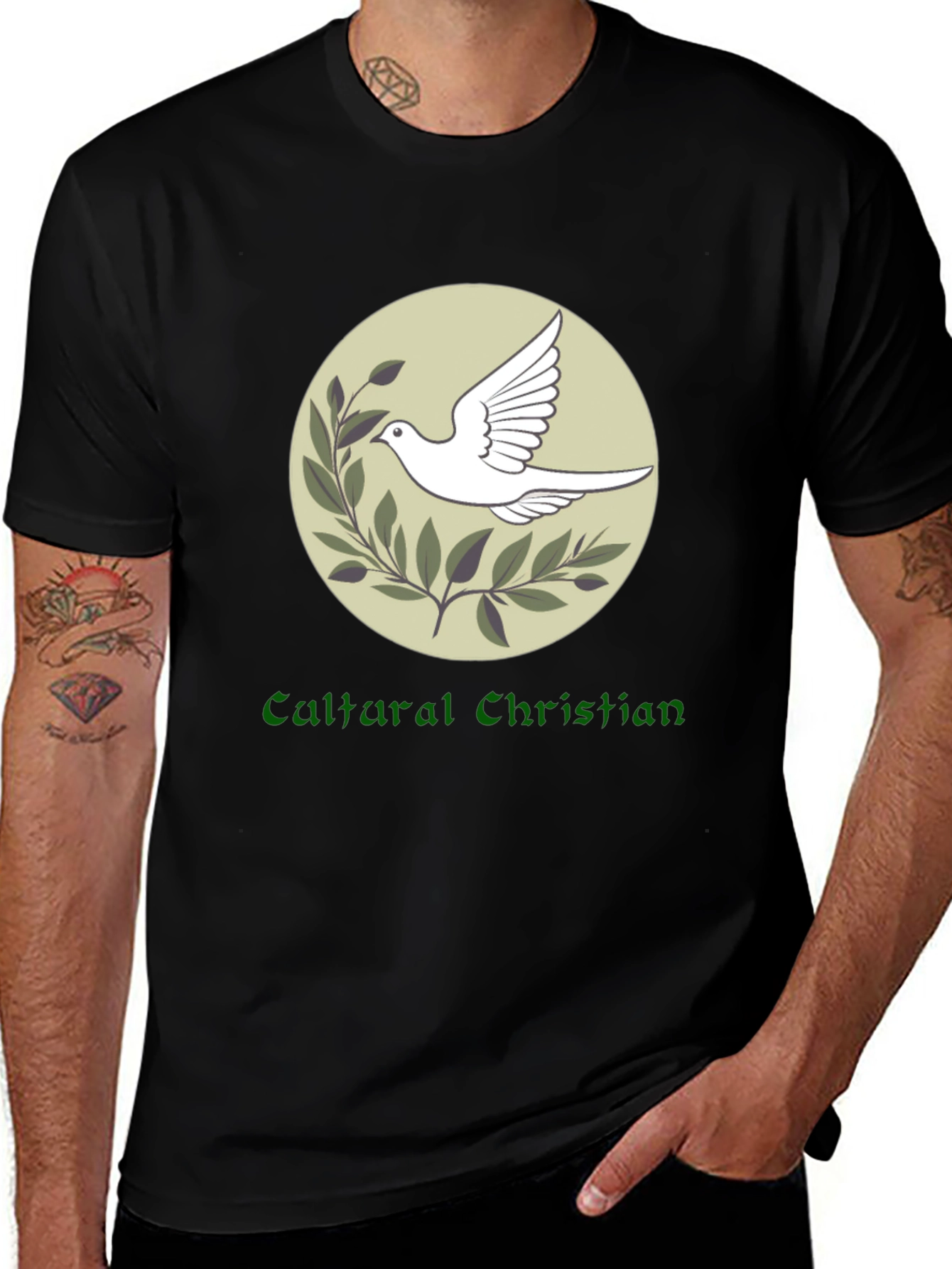 Cultural Christian Dove Graphic Tee - Black