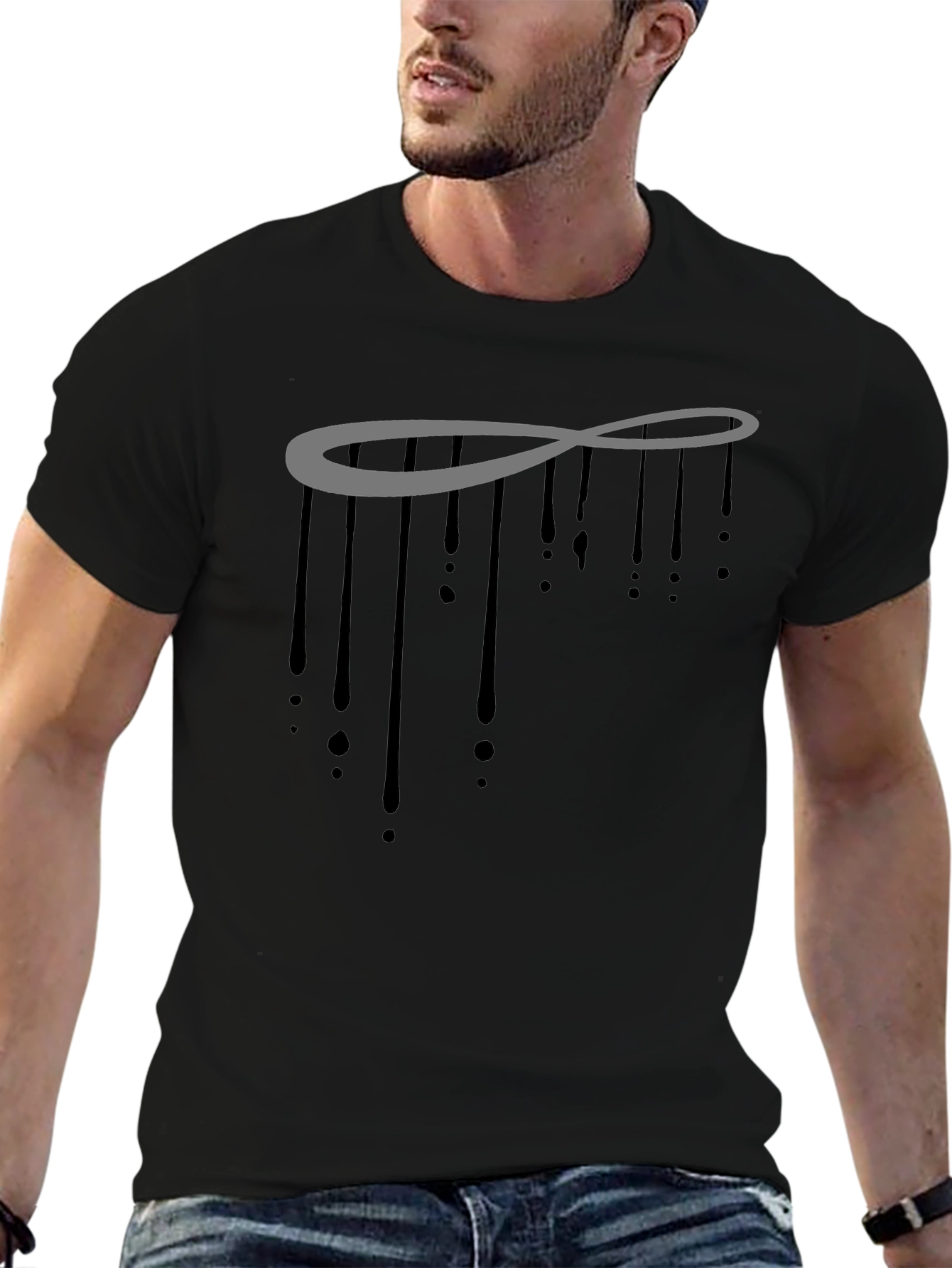 Black Infinity Drip Graphic T-Shirt