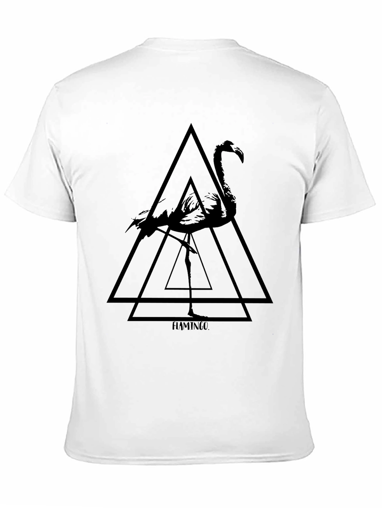 Geometric Flamingo Graphic Tee - Black