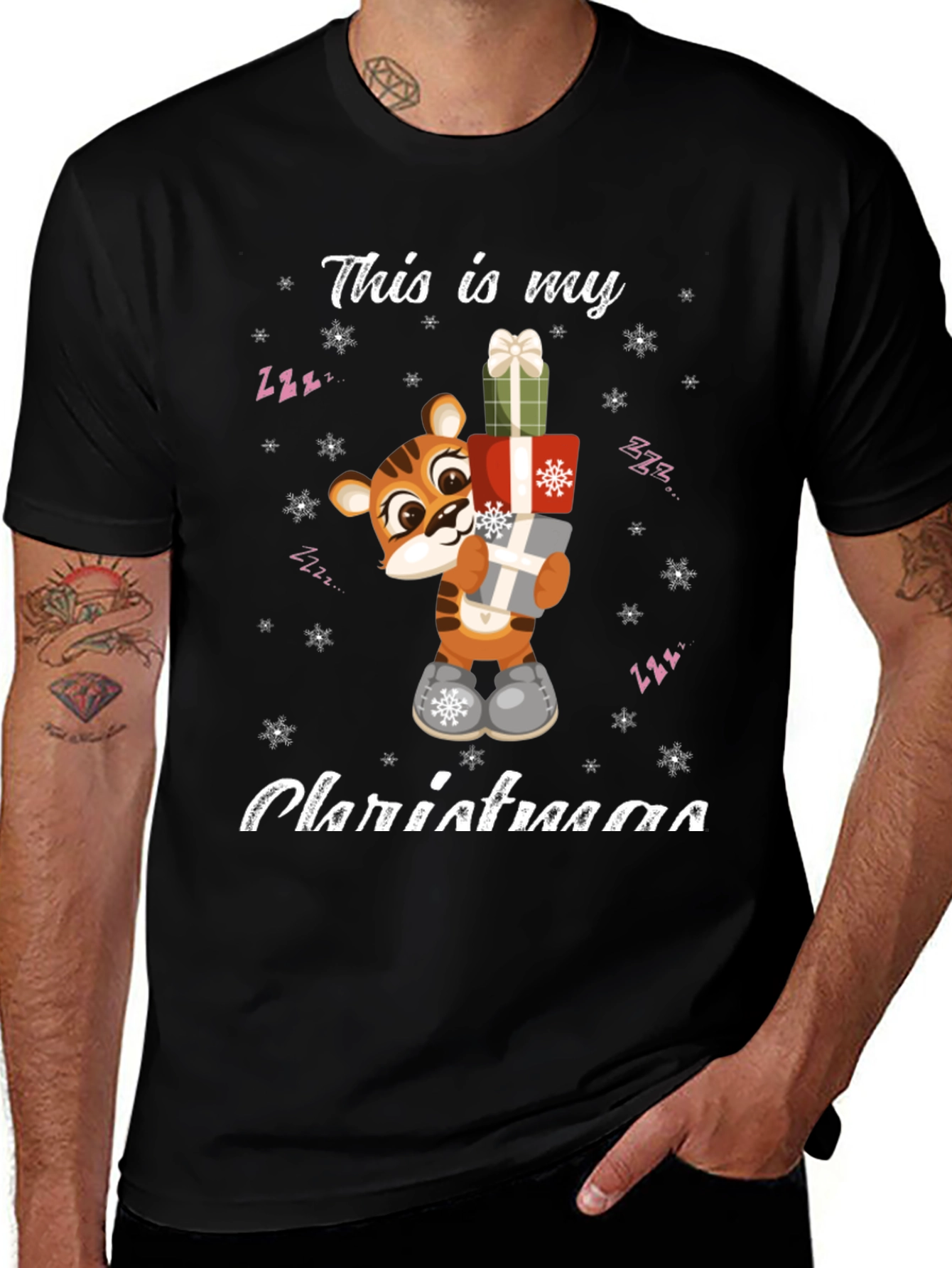 Festive Tiger Christmas T-Shirt