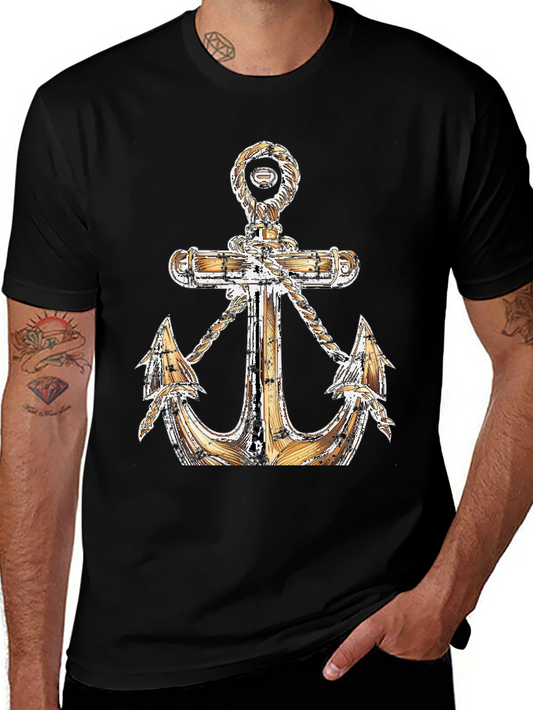Vintage Anchor Graphic Tee - Black