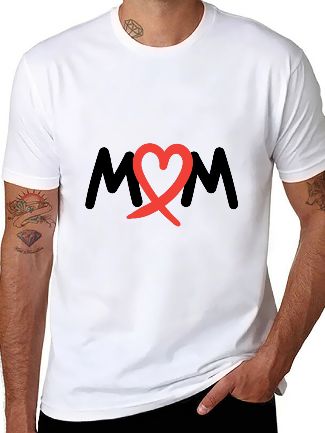 Mom Heart Graphic Black T-Shirt