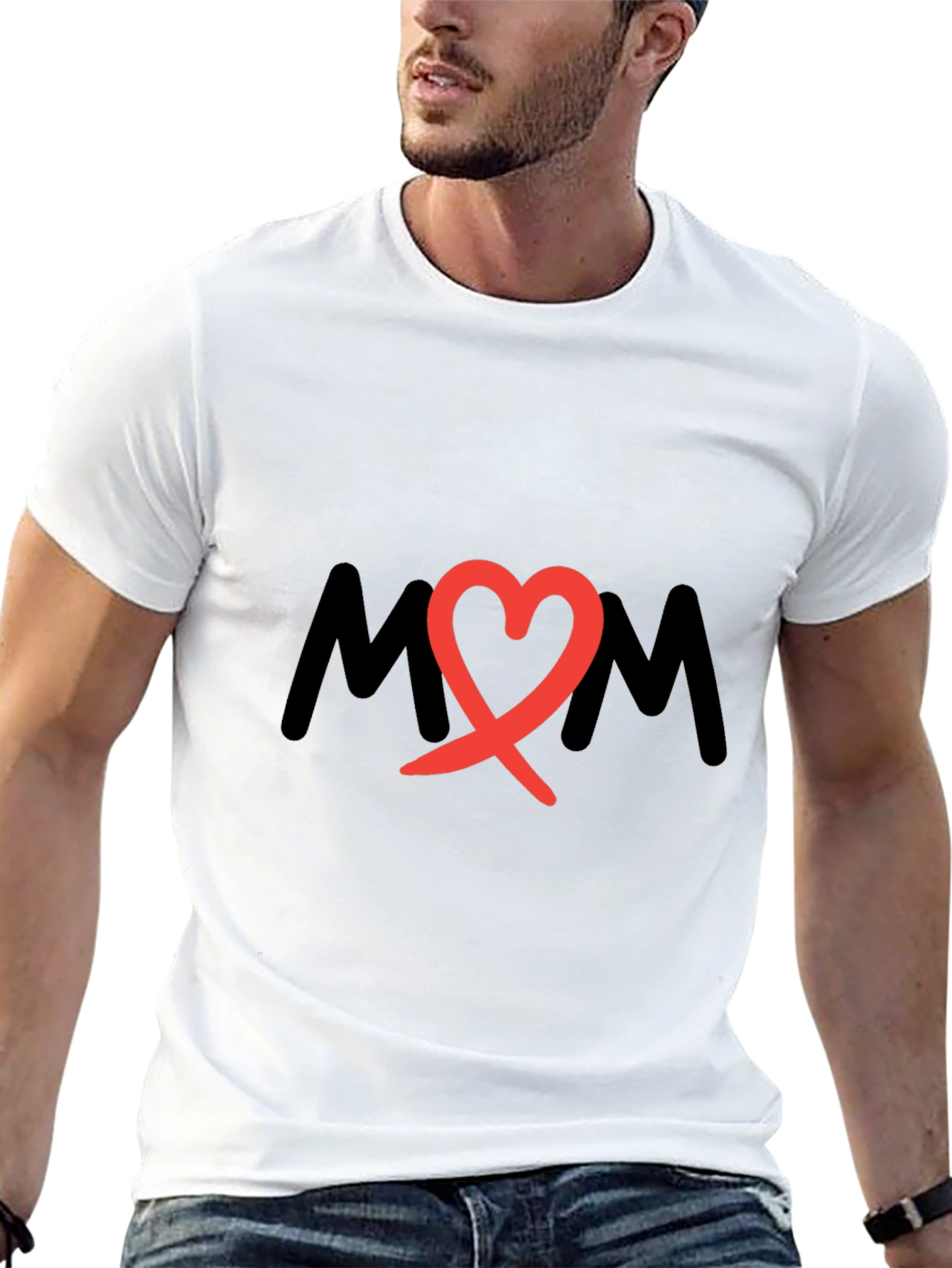 Mom Heart Graphic Black T-Shirt