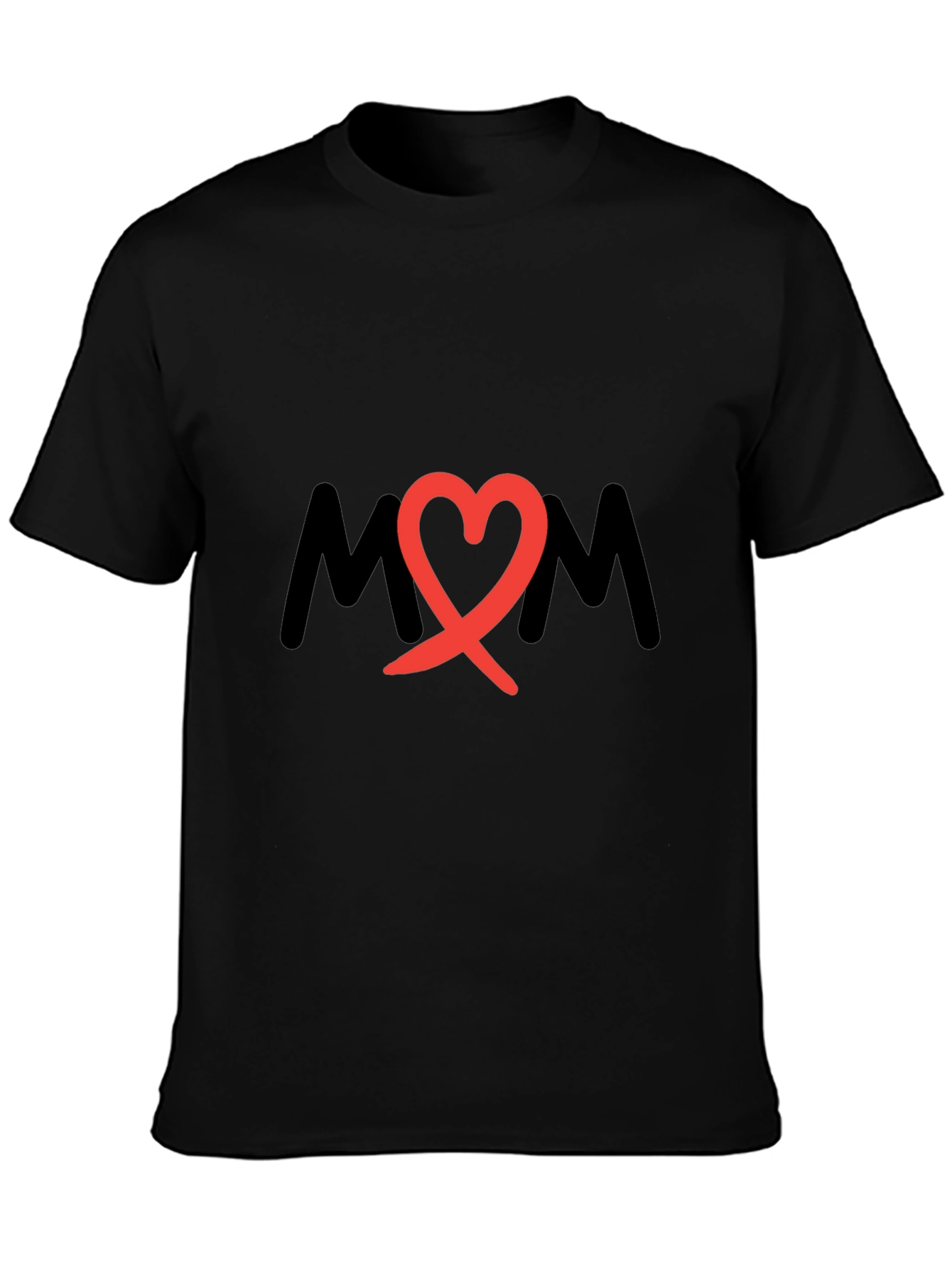Mom Heart Graphic Black T-Shirt