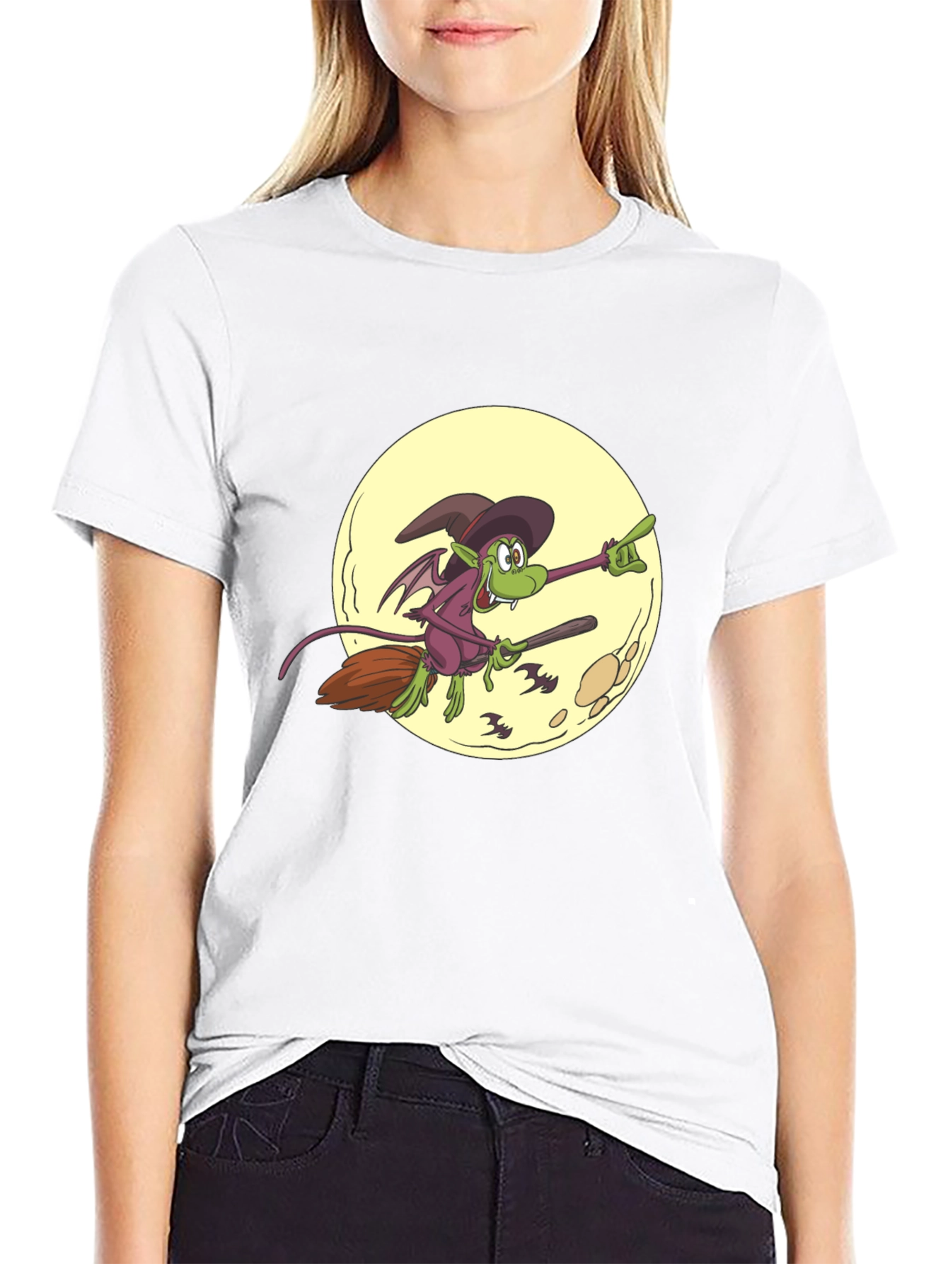 Halloween Witch on Broomstick T-Shirt