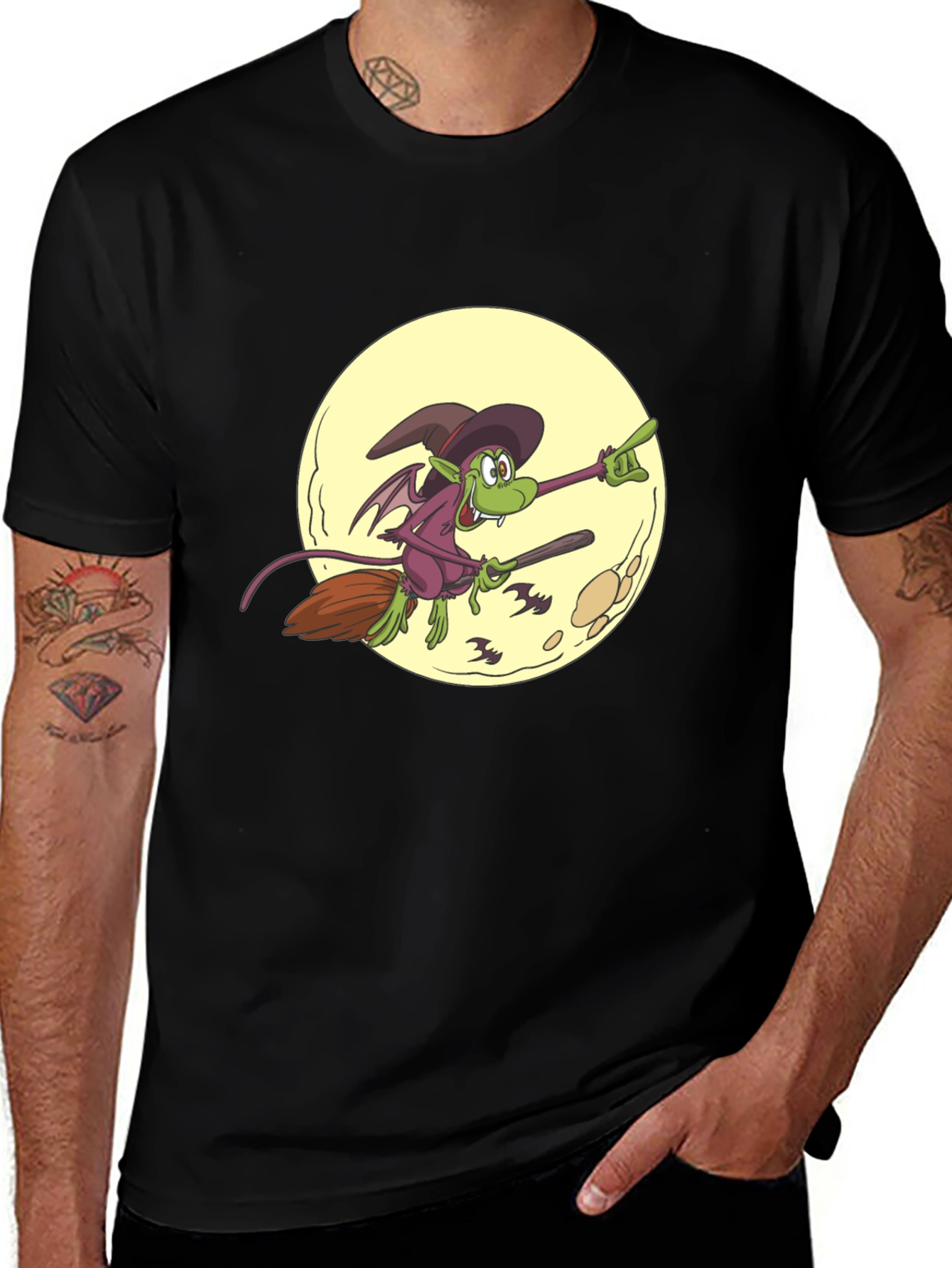 Halloween Witch on Broomstick T-Shirt