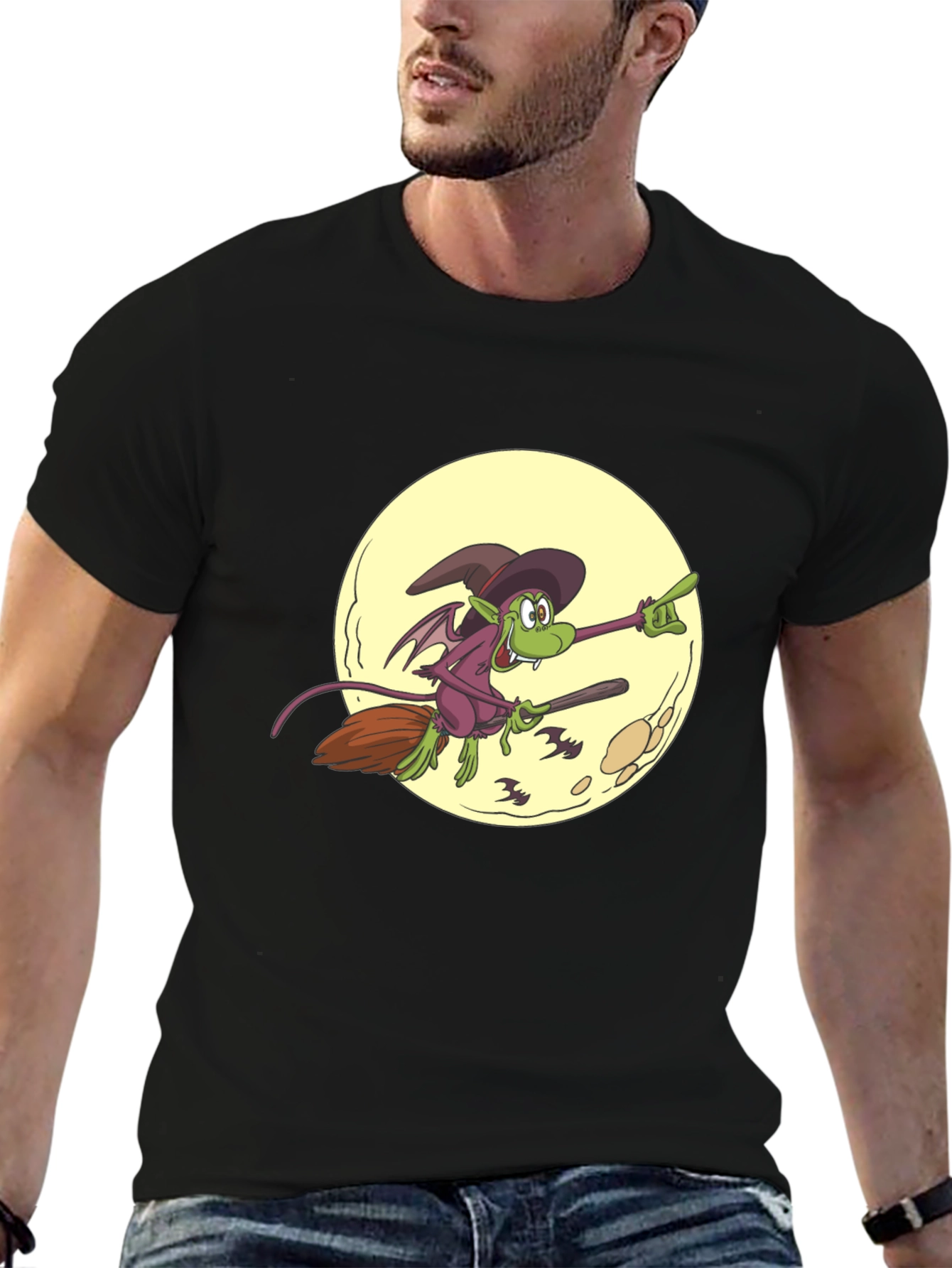 Halloween Witch on Broomstick T-Shirt