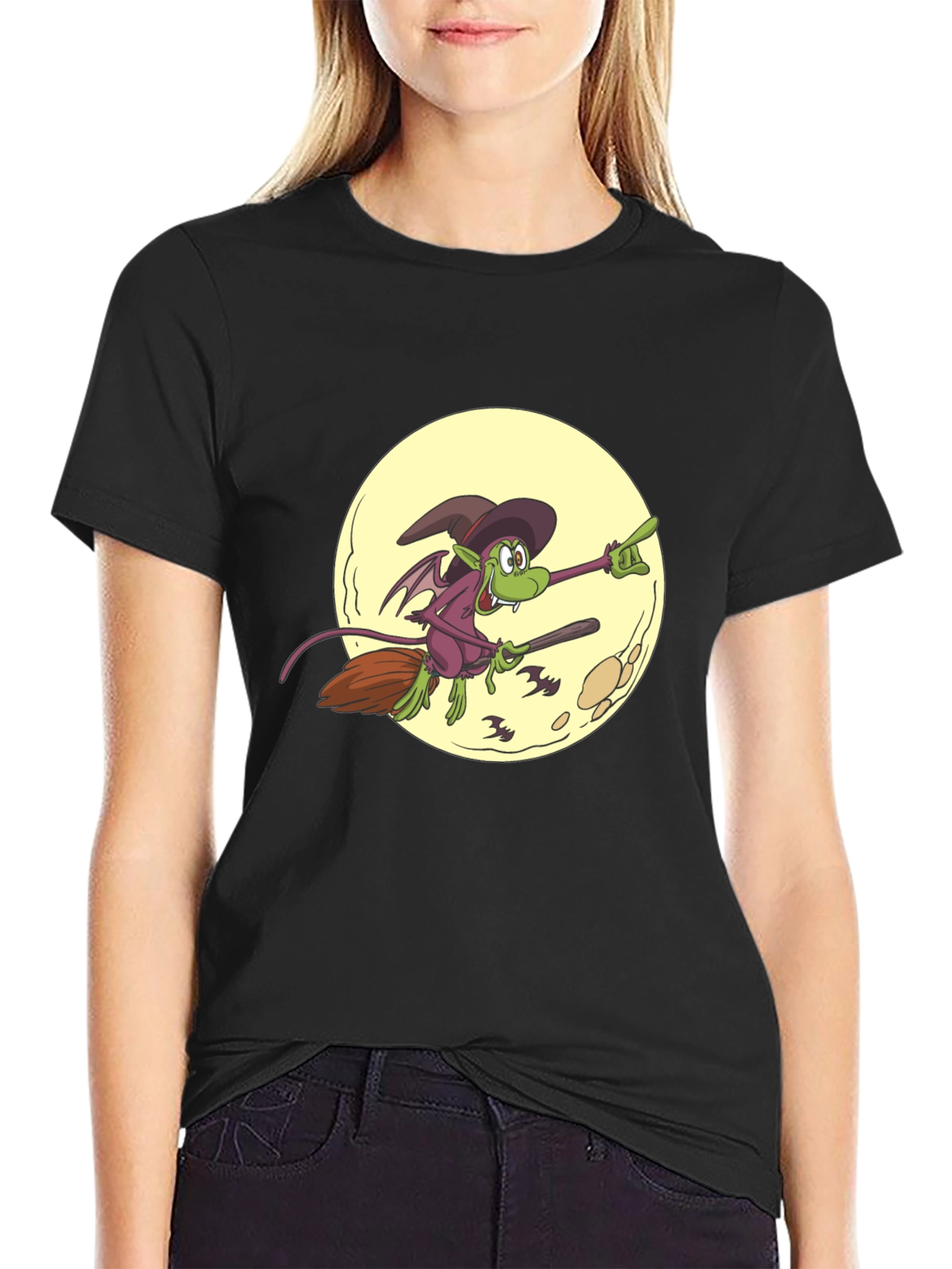 Halloween Witch on Broomstick T-Shirt