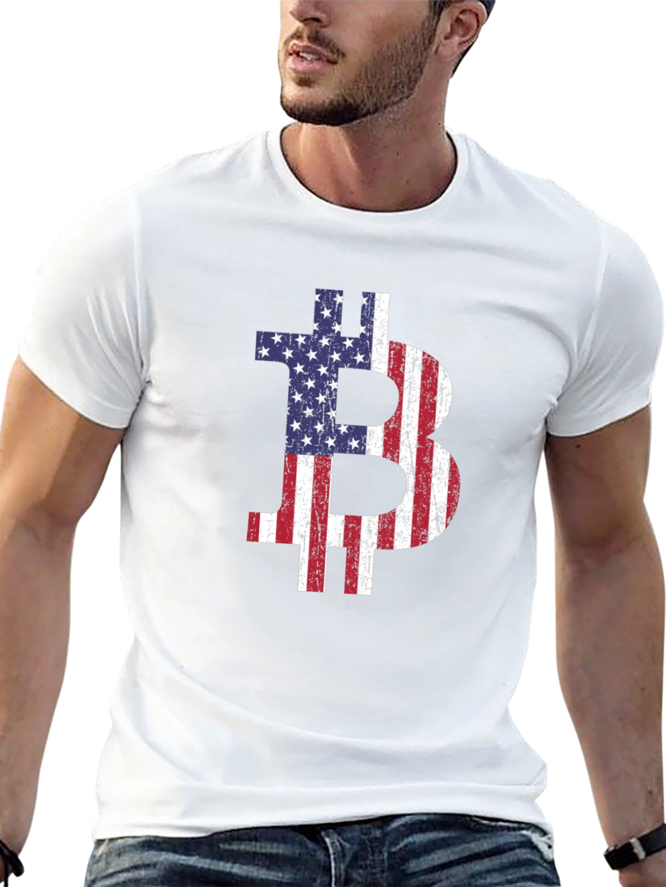 Bitcoin USA Flag Graphic Tee - Crypto T-Shirt