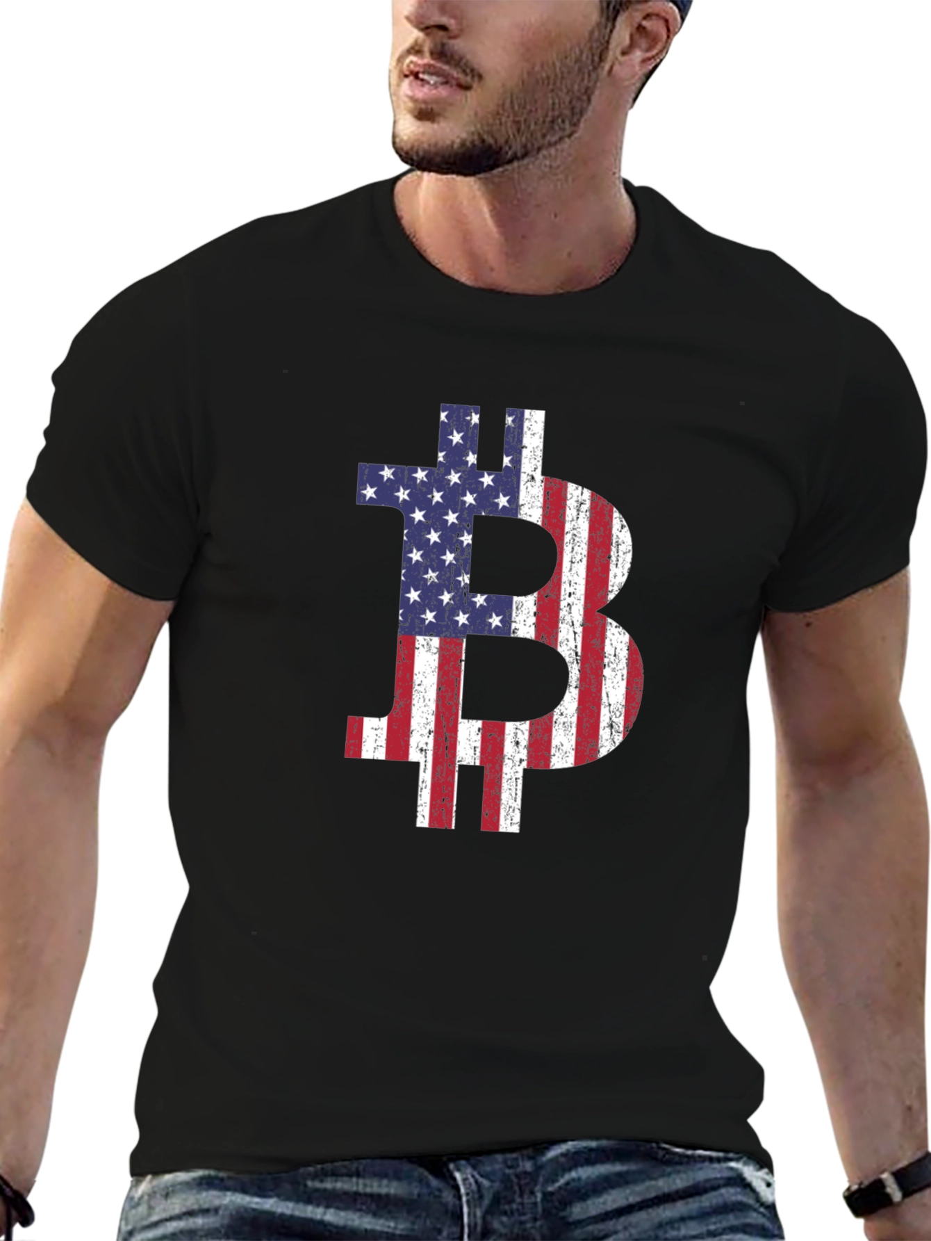 Bitcoin USA Flag Graphic Tee - Crypto T-Shirt