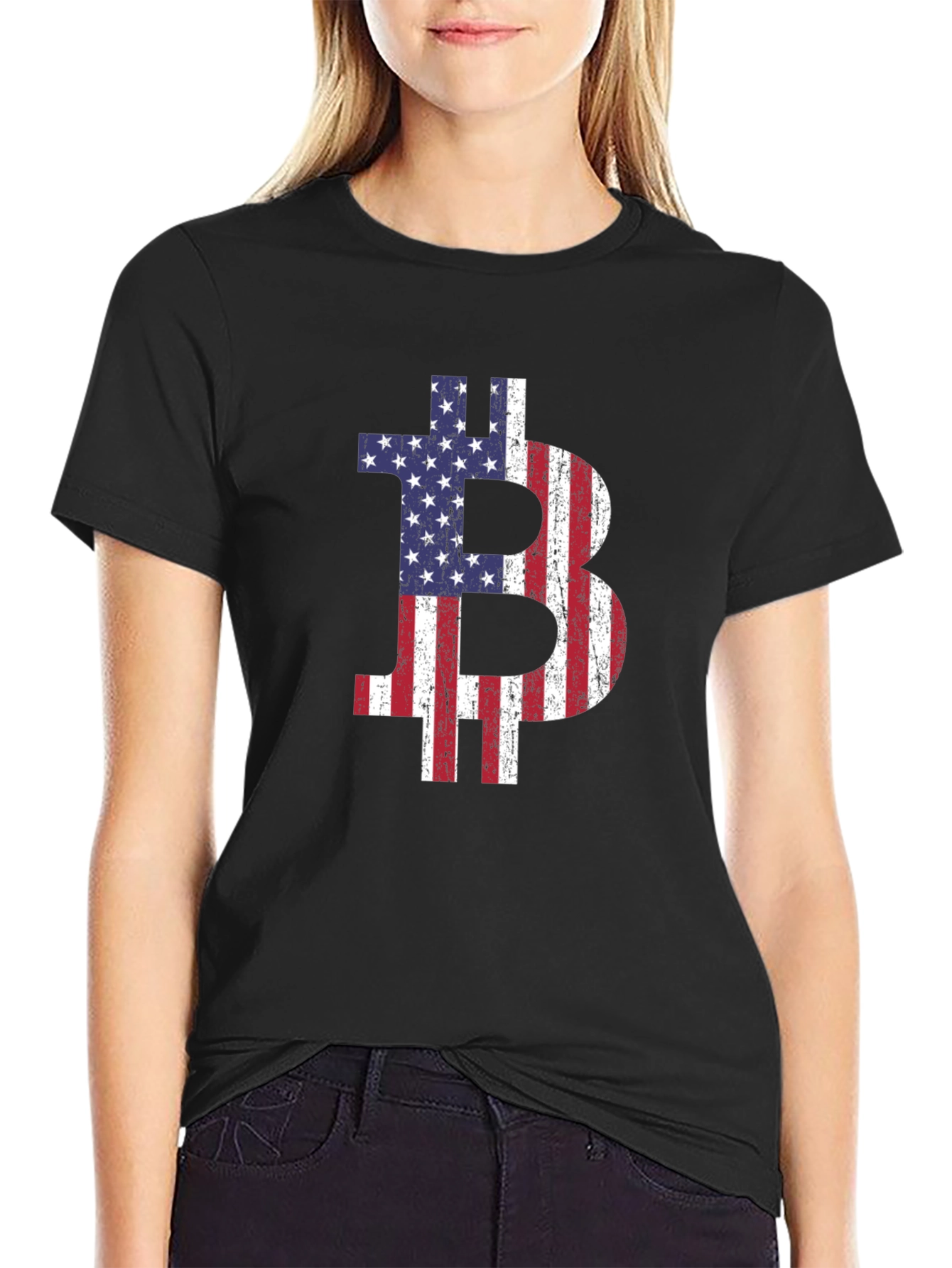 Bitcoin USA Flag Graphic Tee - Crypto T-Shirt