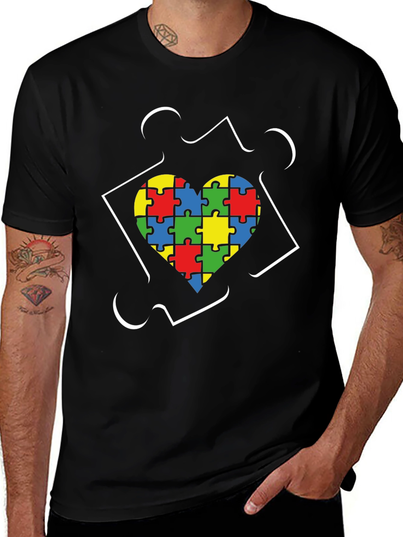 Autism Awareness Heart Puzzle T-Shirt