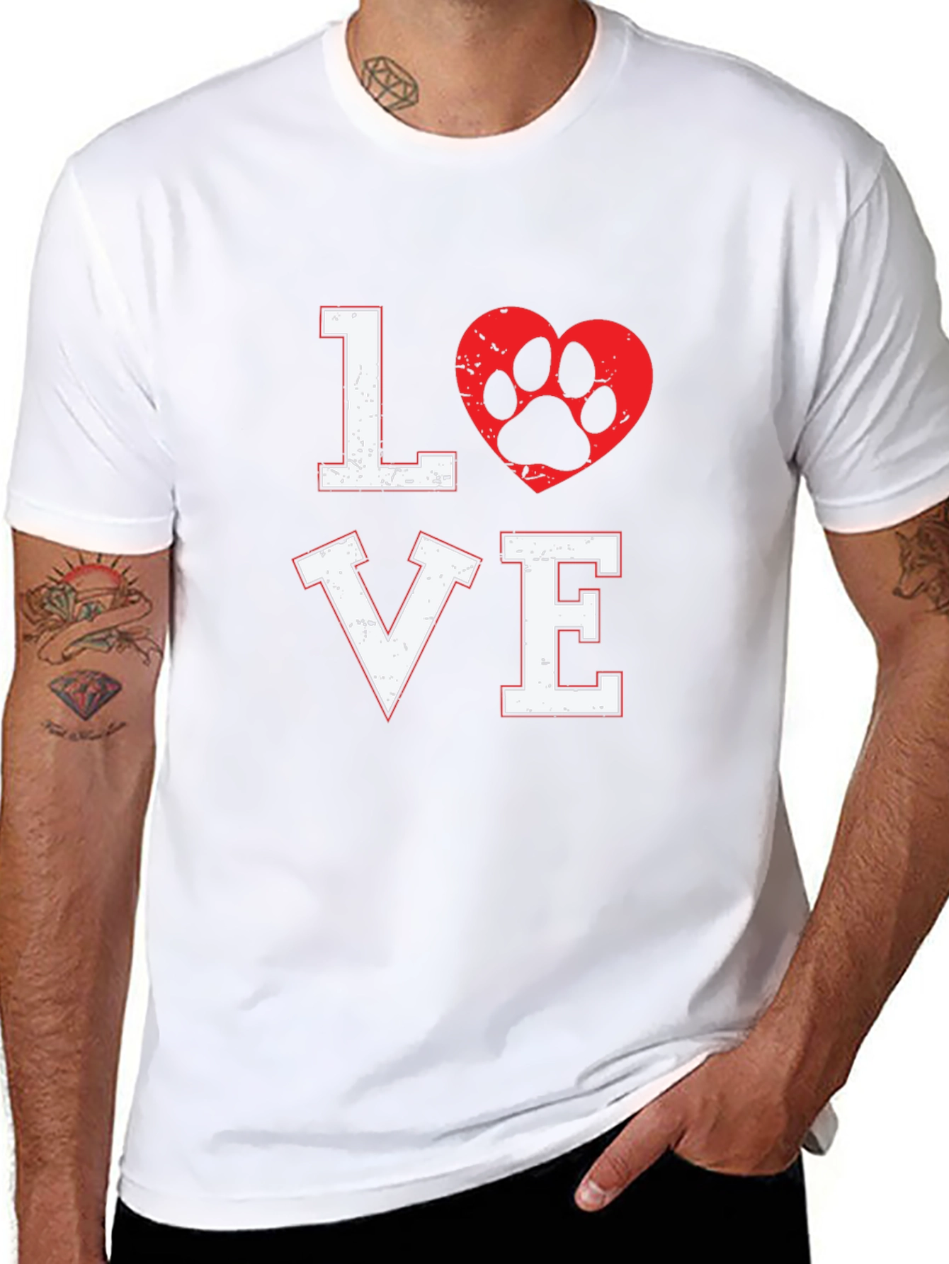 Love Dog Paw Print Graphic T-Shirt