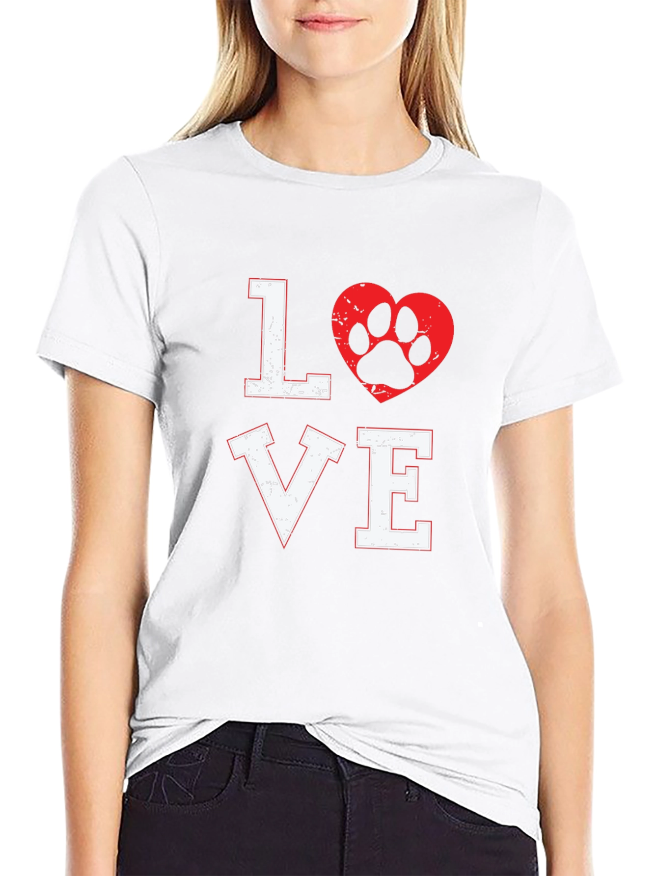 Love Dog Paw Print Graphic T-Shirt