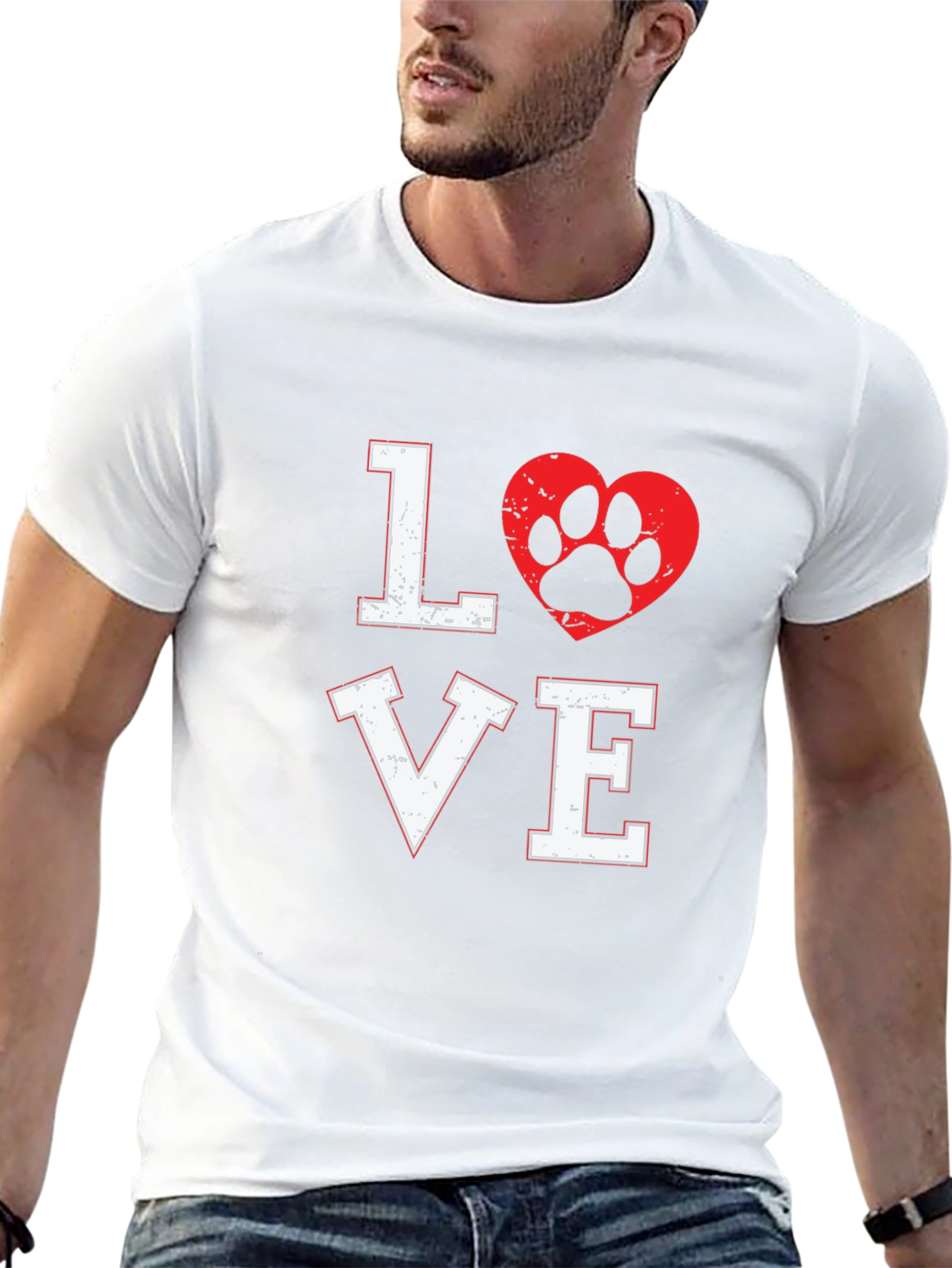 Love Dog Paw Print Graphic T-Shirt