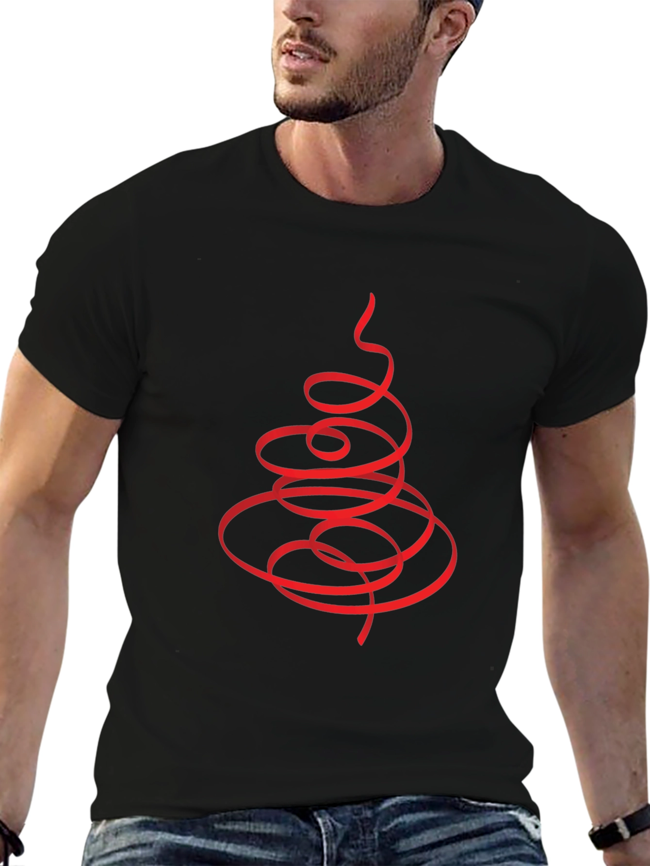 Abstract Christmas Tree Black T-Shirt