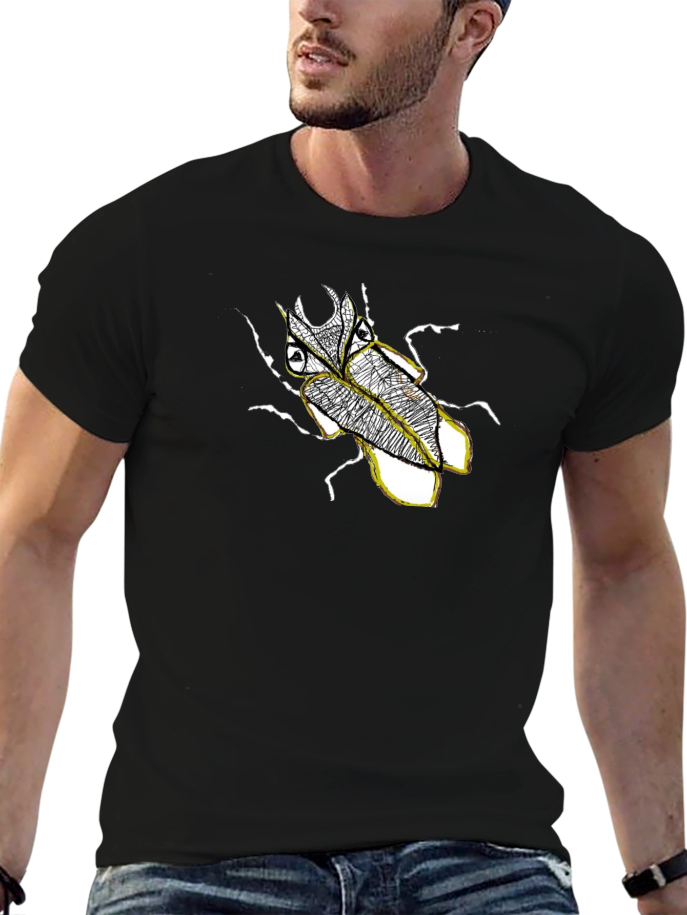 Black Graphic Tee - Beetle Design