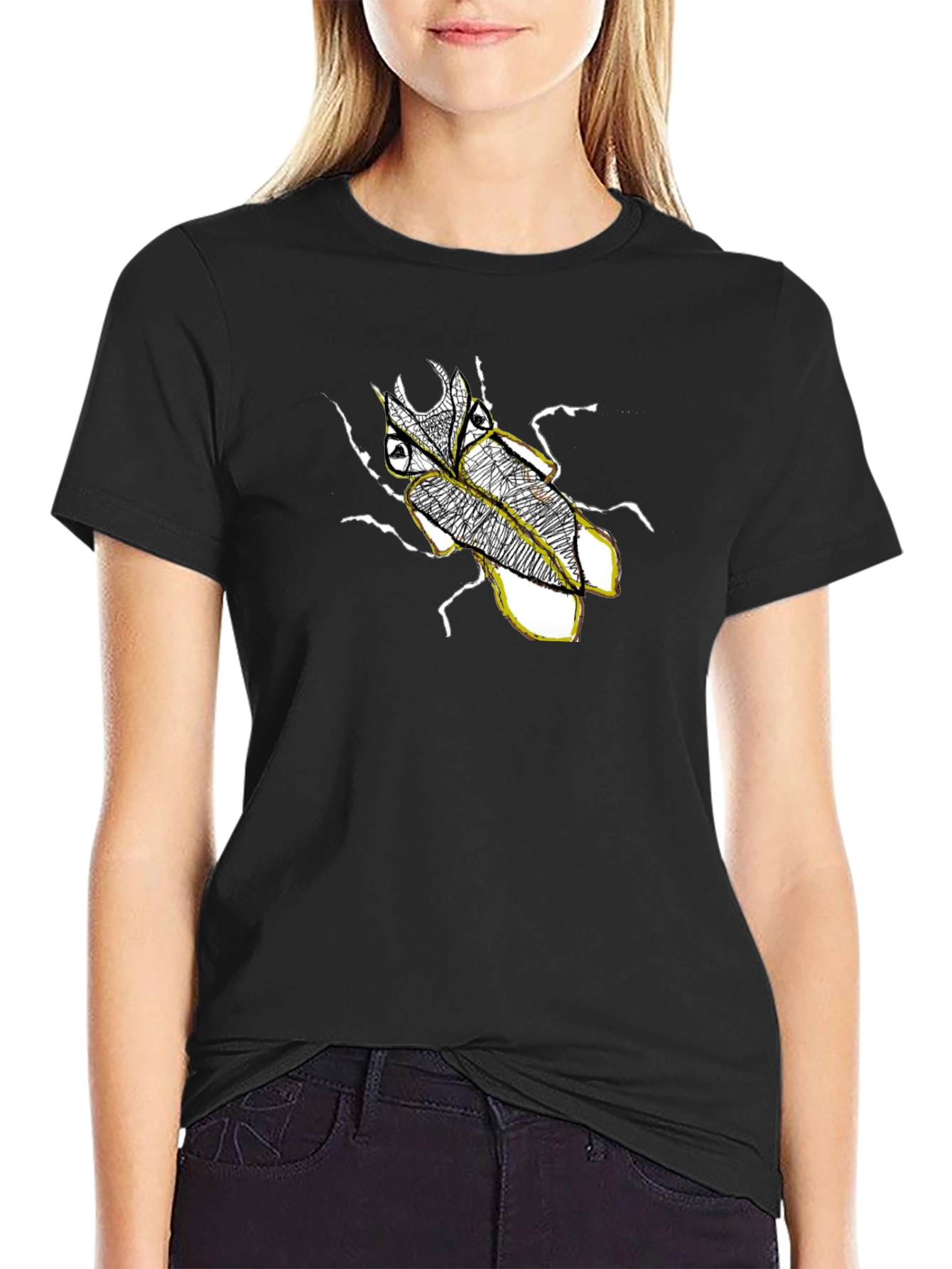 Black Graphic Tee - Beetle Design