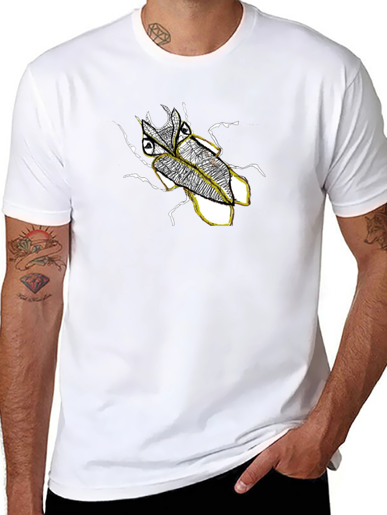 Black Graphic Tee - Beetle Design