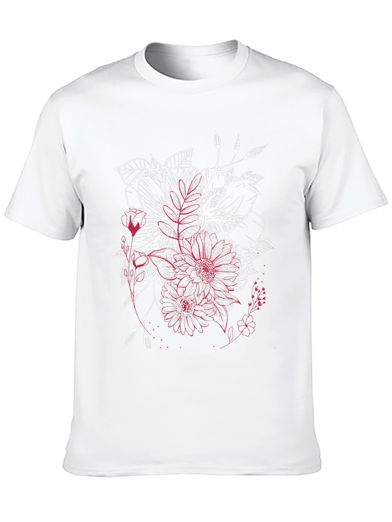 Floral Sketch Graphic Black T-Shirt