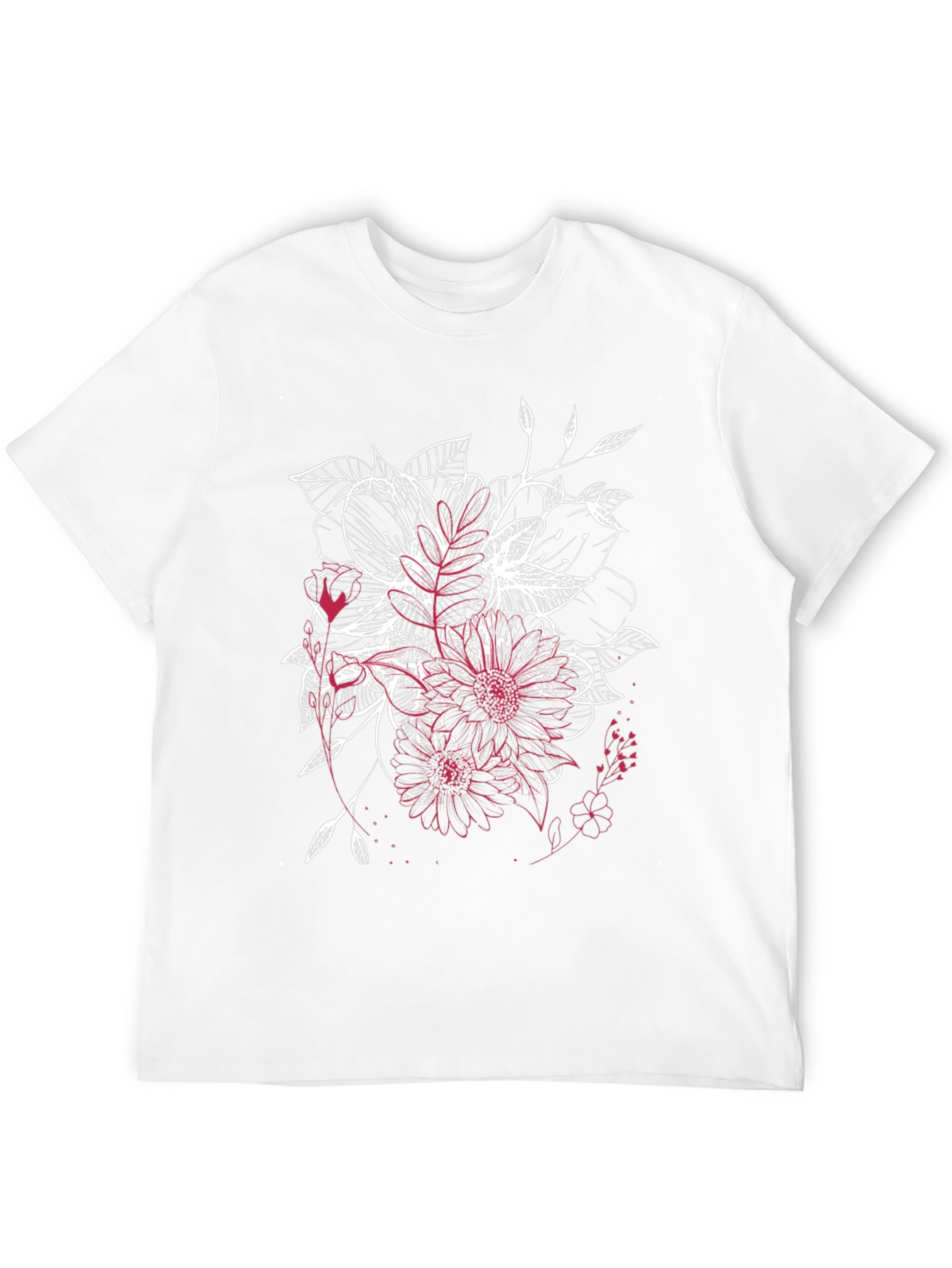 Floral Sketch Graphic Black T-Shirt