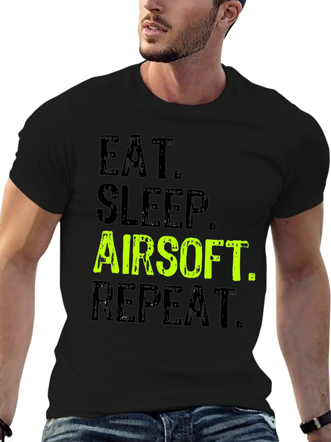 Eat Sleep Airsoft Repeat Black T-Shirt