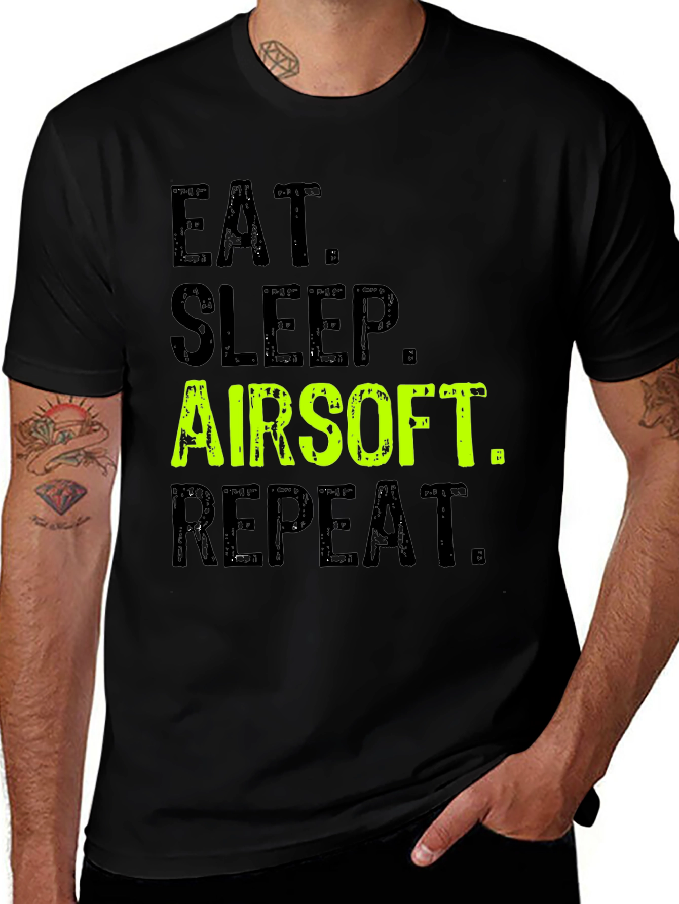 Eat Sleep Airsoft Repeat Black T-Shirt