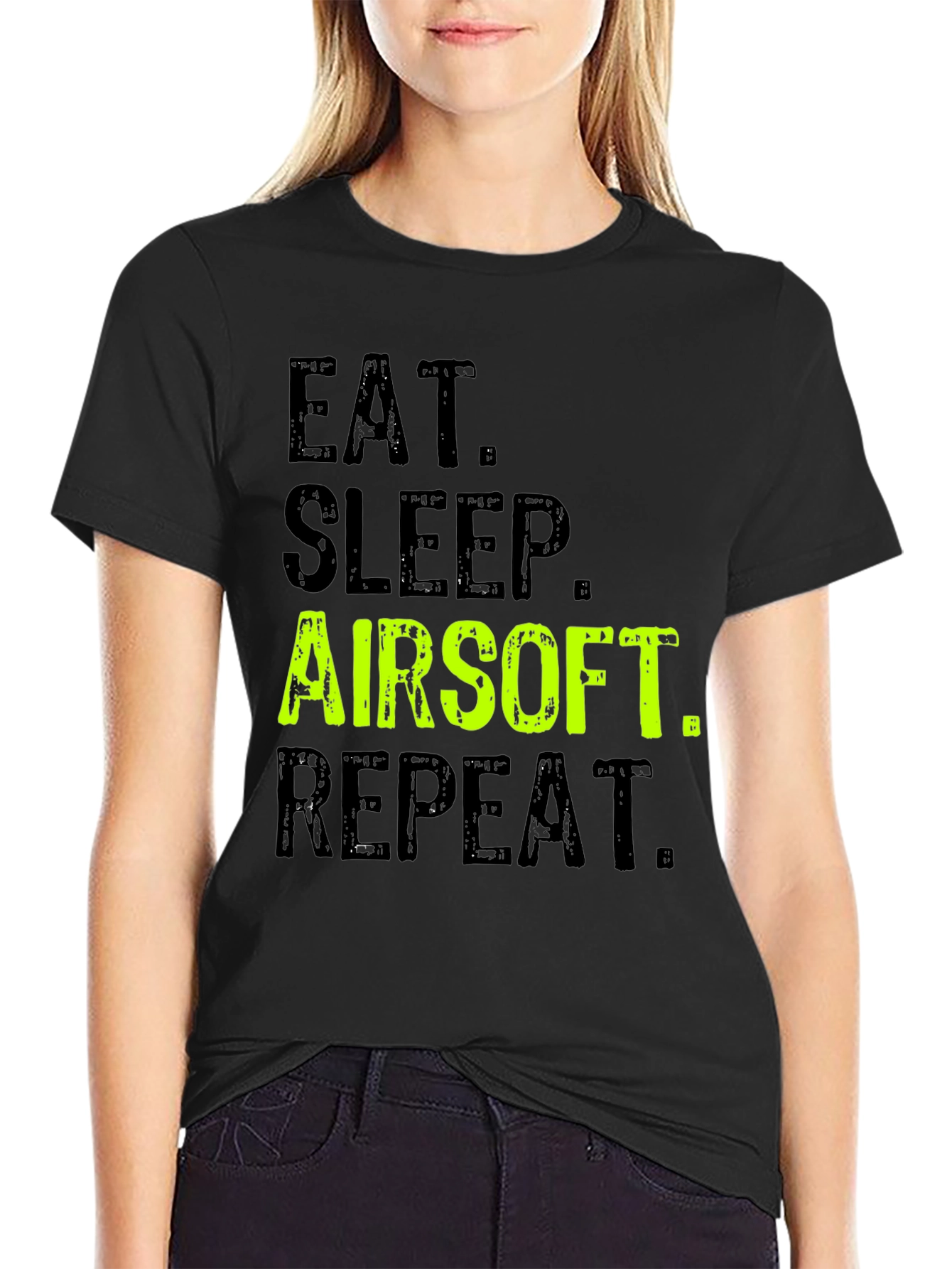 Eat Sleep Airsoft Repeat Black T-Shirt