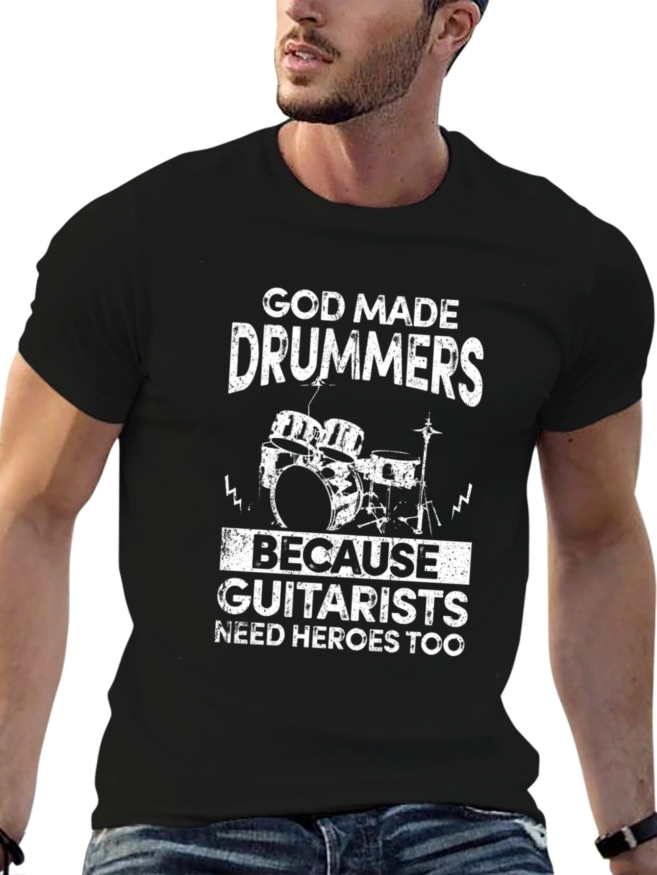 God Made Drummers Black T-Shirt
