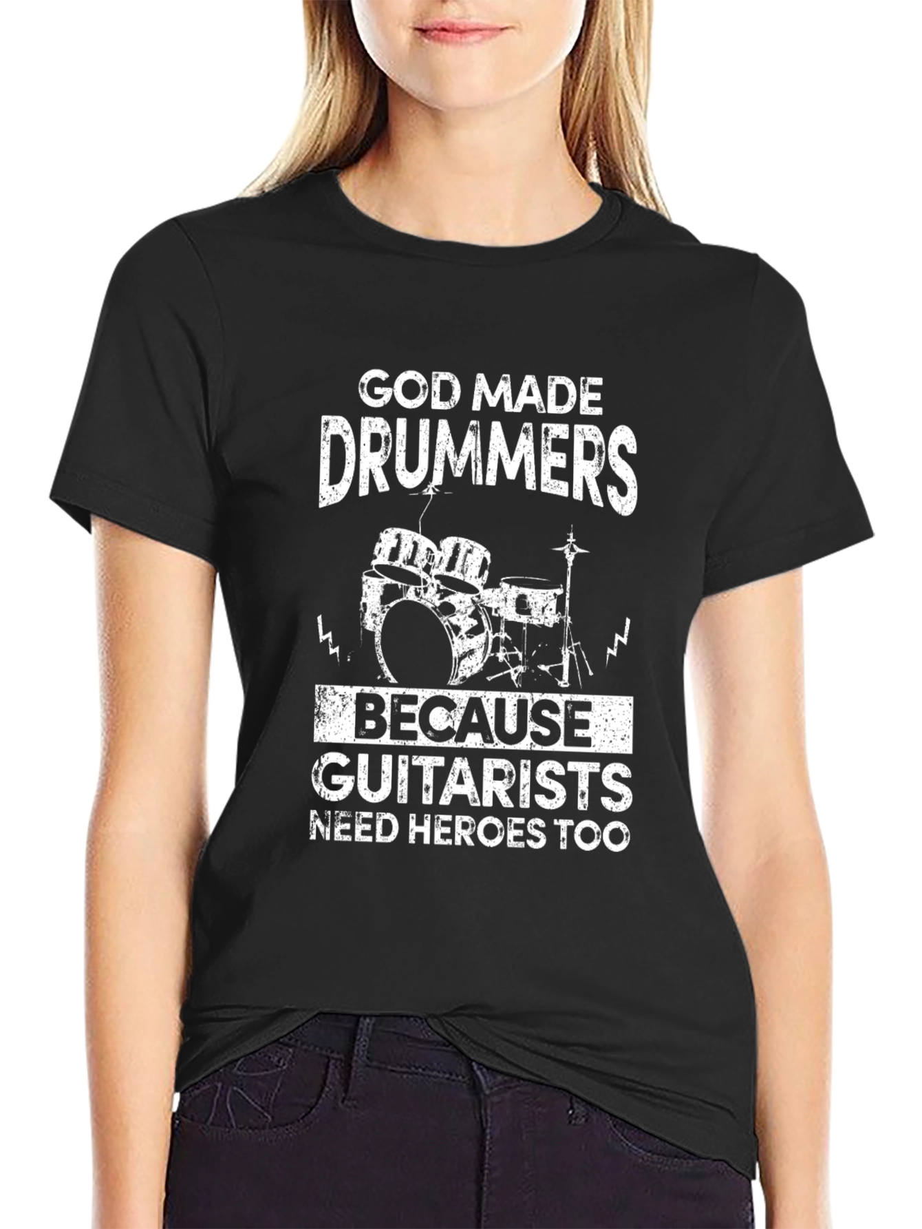 God Made Drummers Black T-Shirt