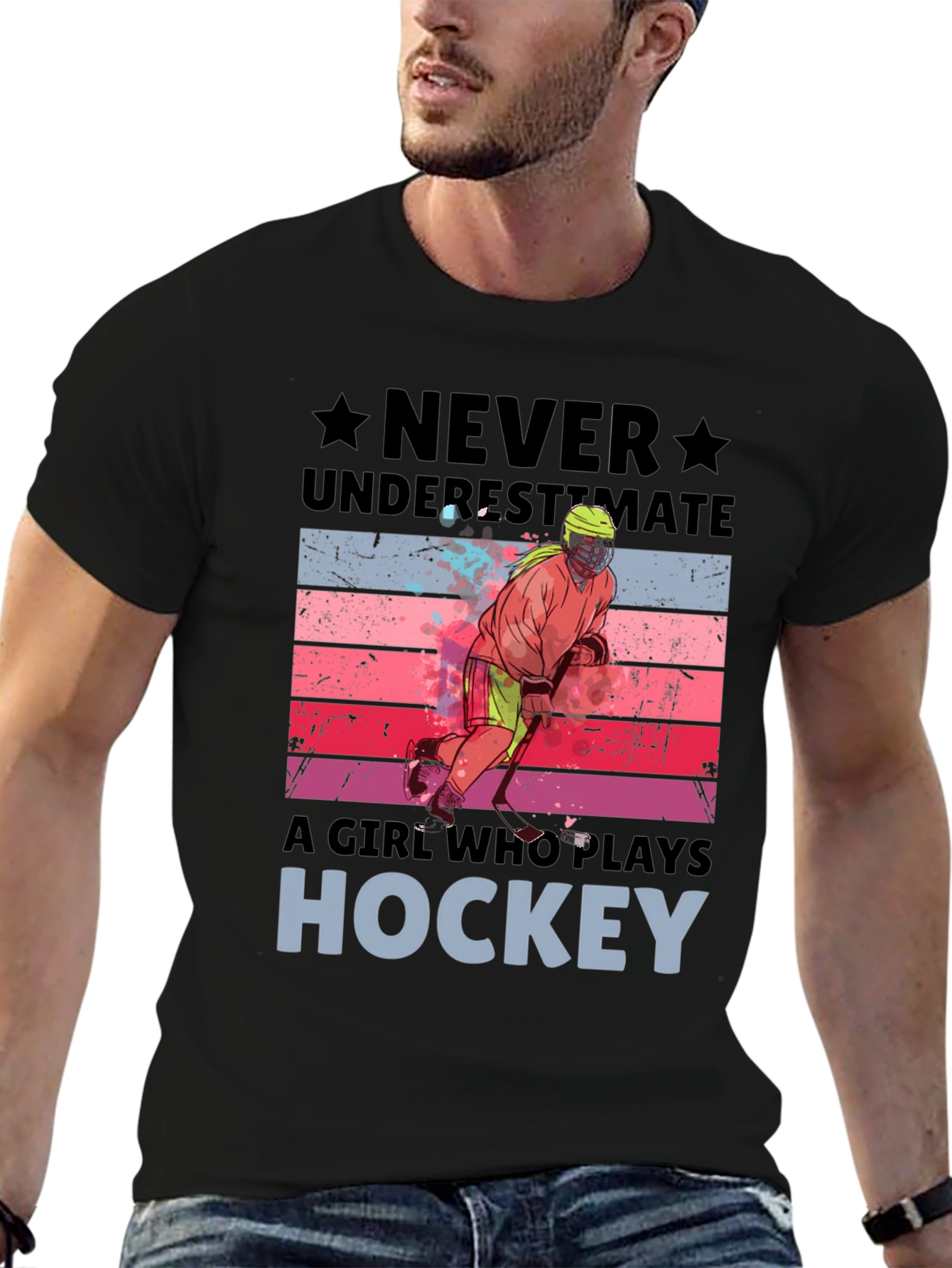 Never Underestimate Hockey Girl T-Shirt