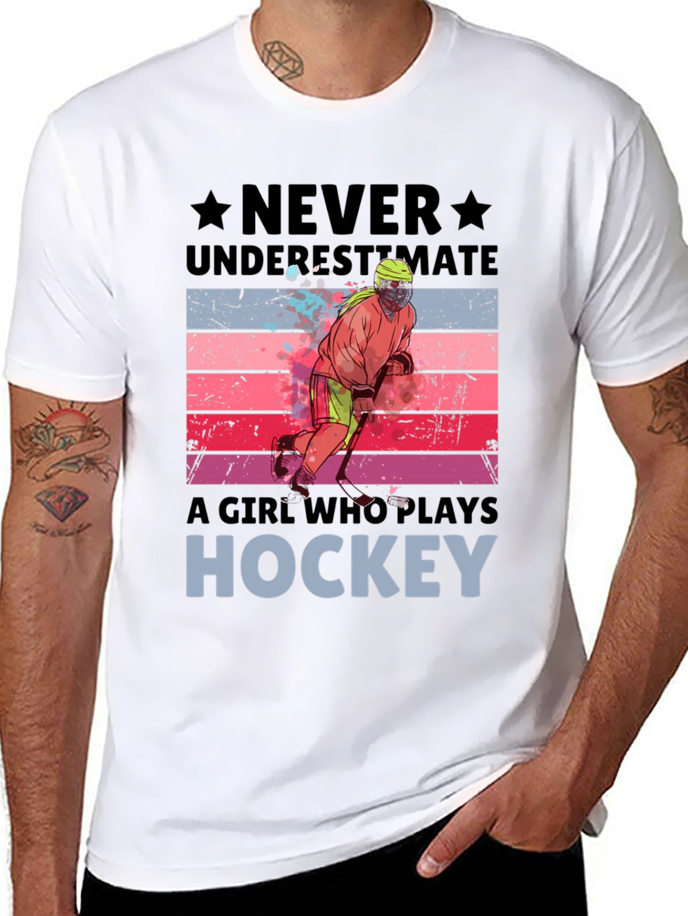 Never Underestimate Hockey Girl T-Shirt