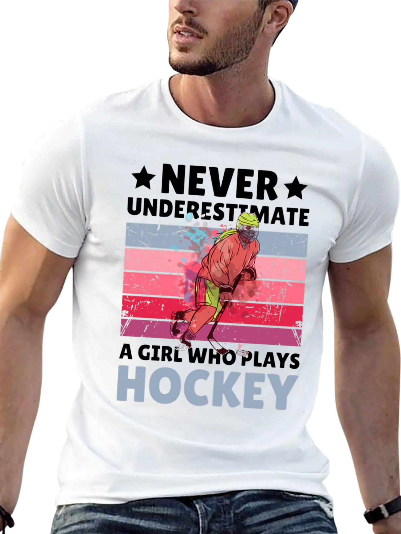 Never Underestimate Hockey Girl T-Shirt
