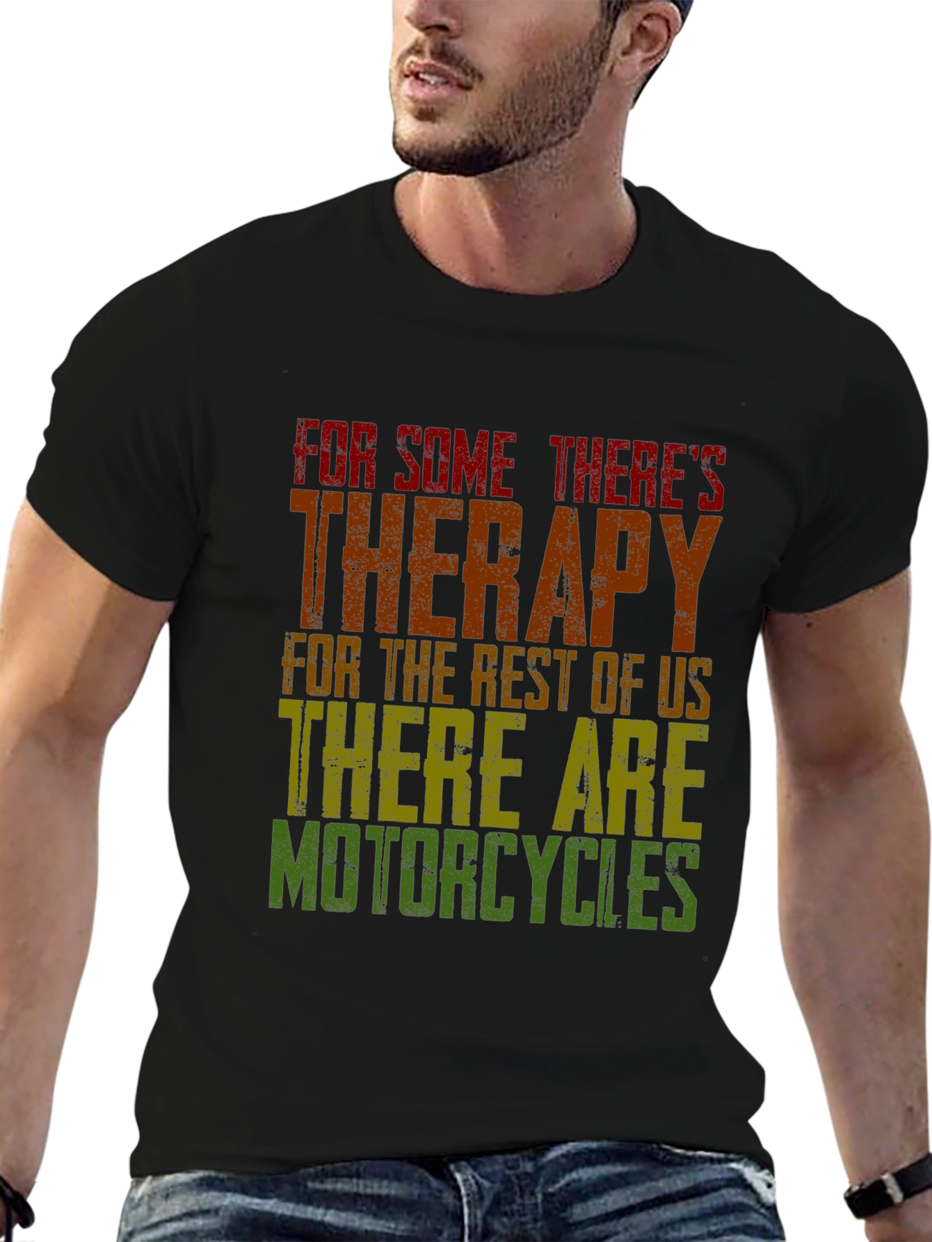 Motorcycle Therapy Graphic Tee - Black Cotton Blend