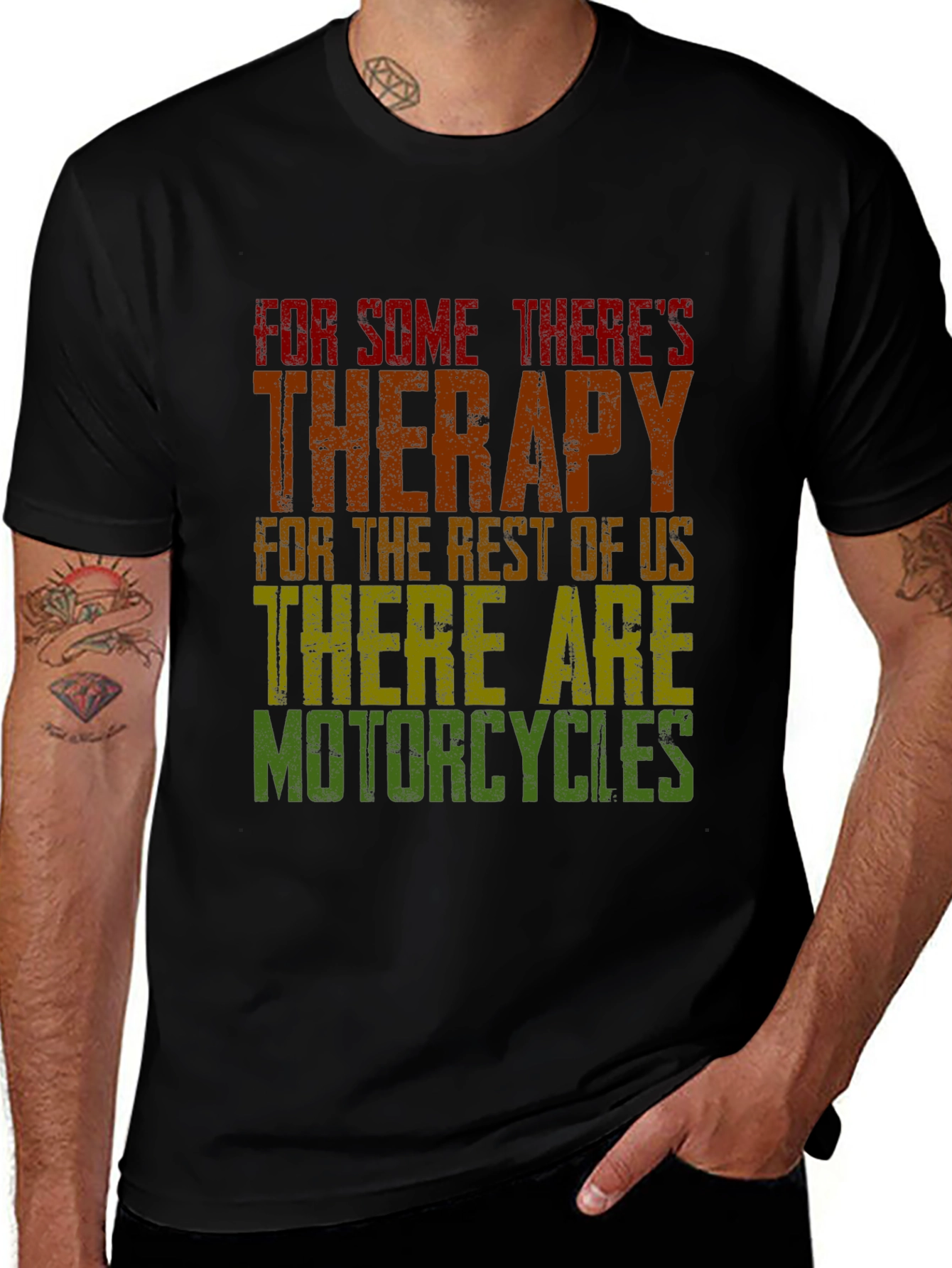 Motorcycle Therapy Graphic Tee - Black Cotton Blend