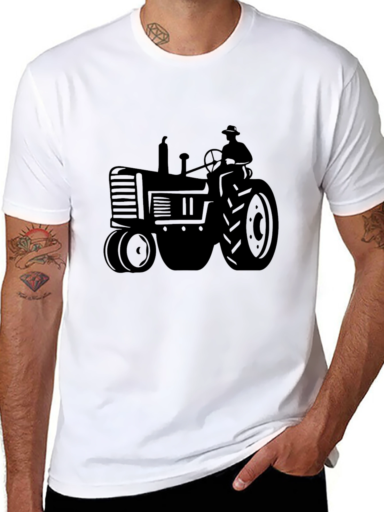 Black Tractor T-Shirt for Men