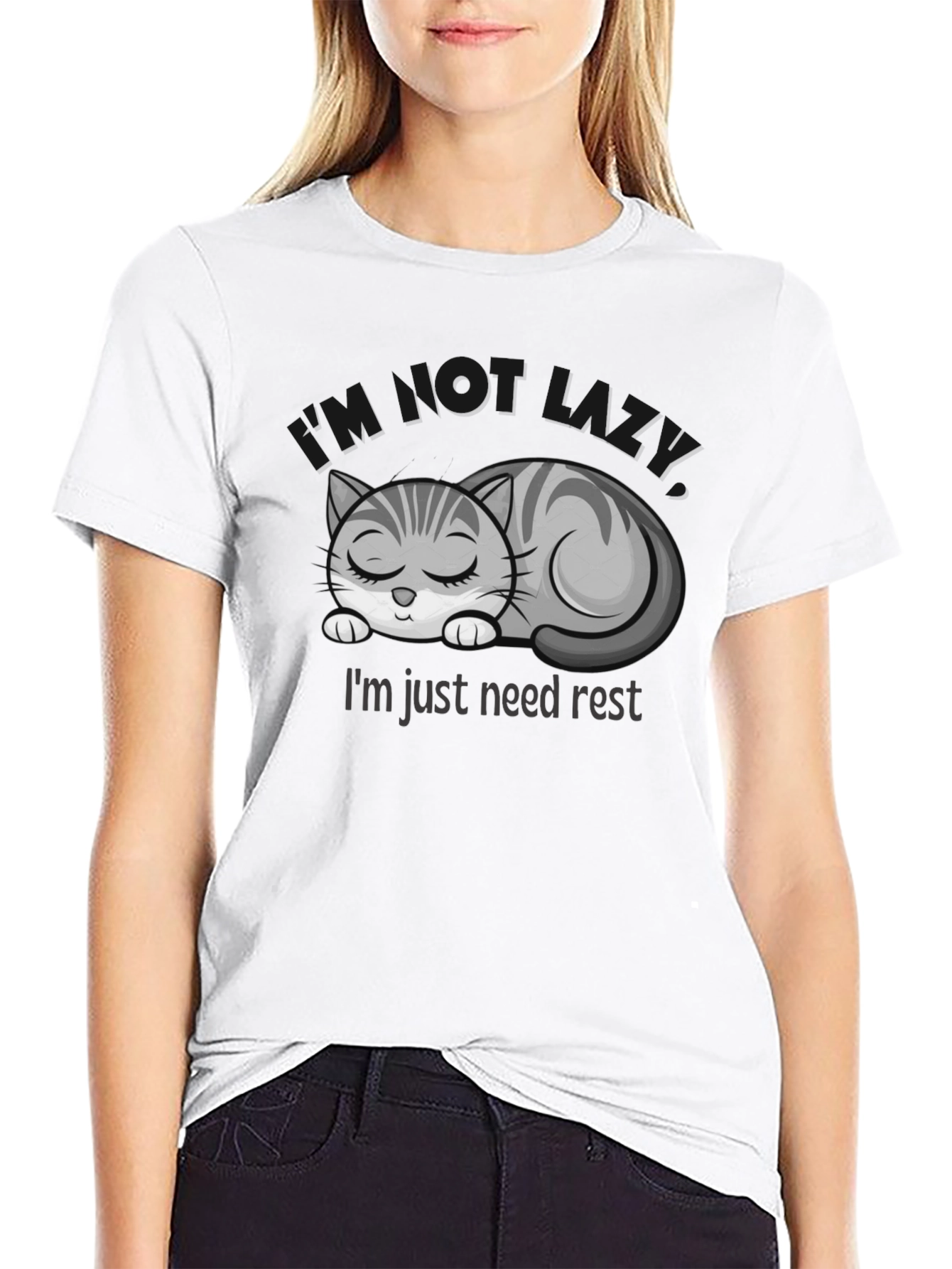 Lazy Cat Graphic T-Shirt - Need Rest!