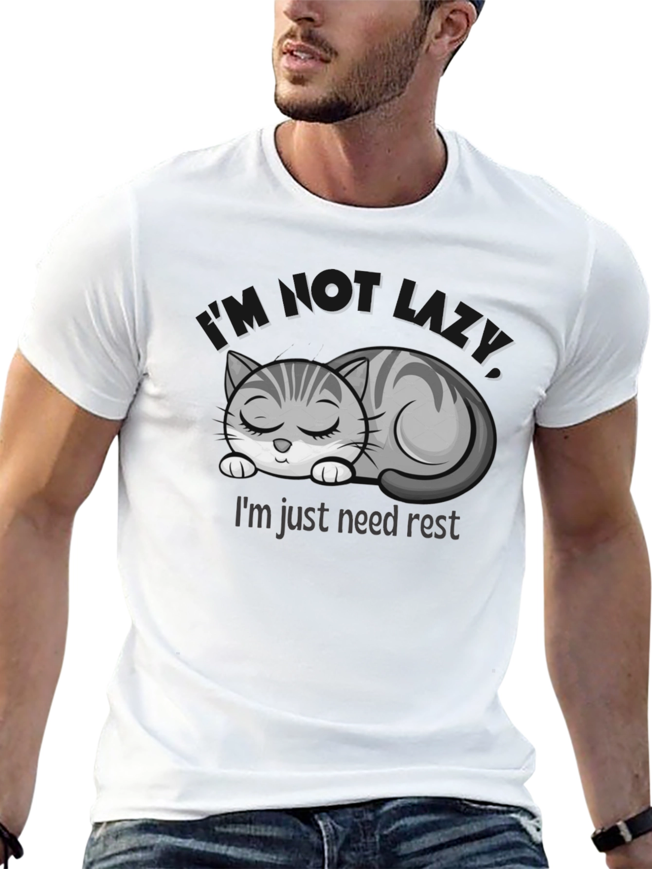 Lazy Cat Graphic T-Shirt - Need Rest!