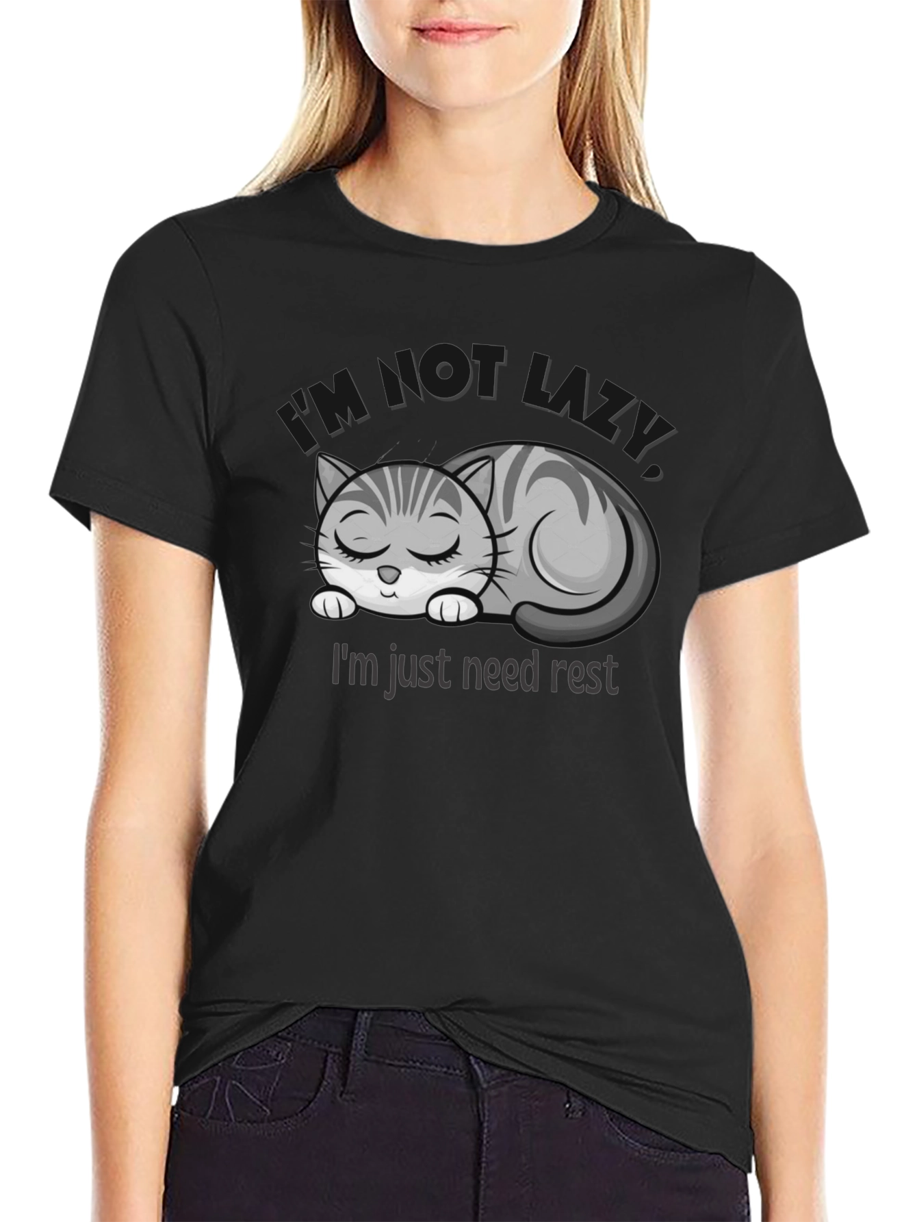 Lazy Cat Graphic T-Shirt - Need Rest!