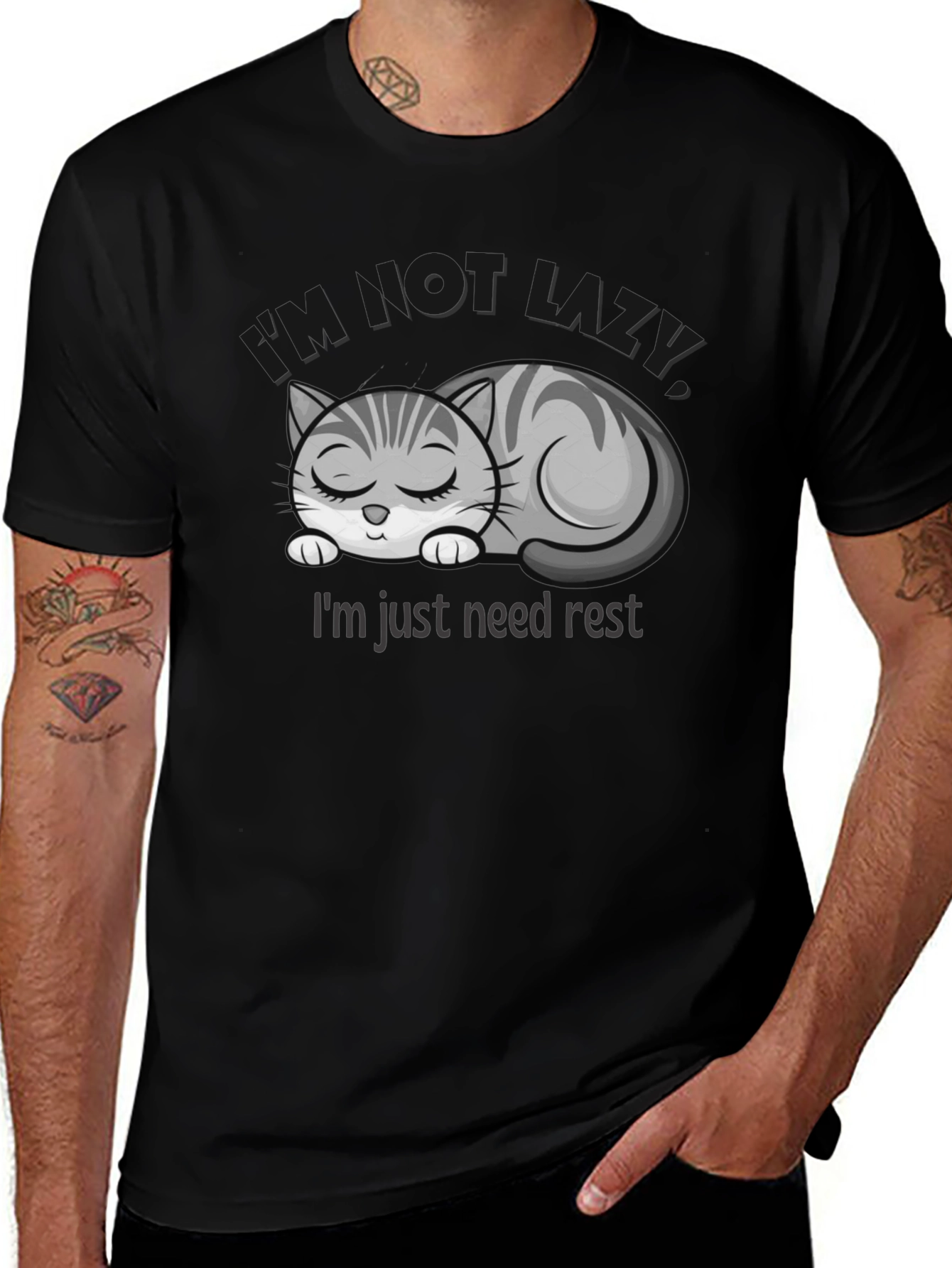 Lazy Cat Graphic T-Shirt - Need Rest!