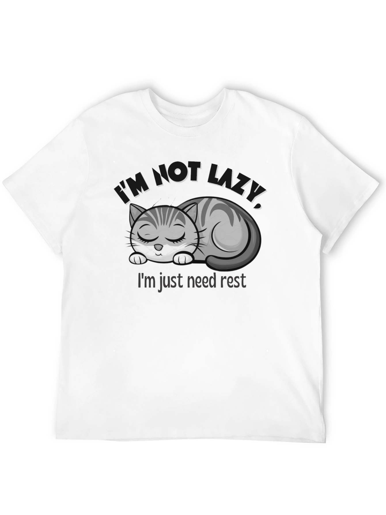 Lazy Cat Graphic T-Shirt - Need Rest!
