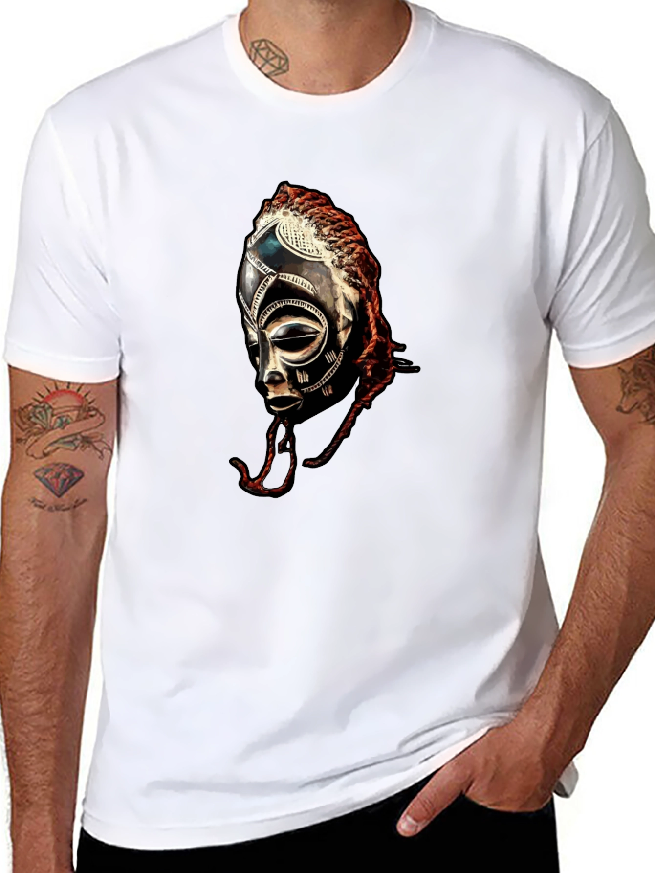 African Tribal Mask Graphic T-Shirt