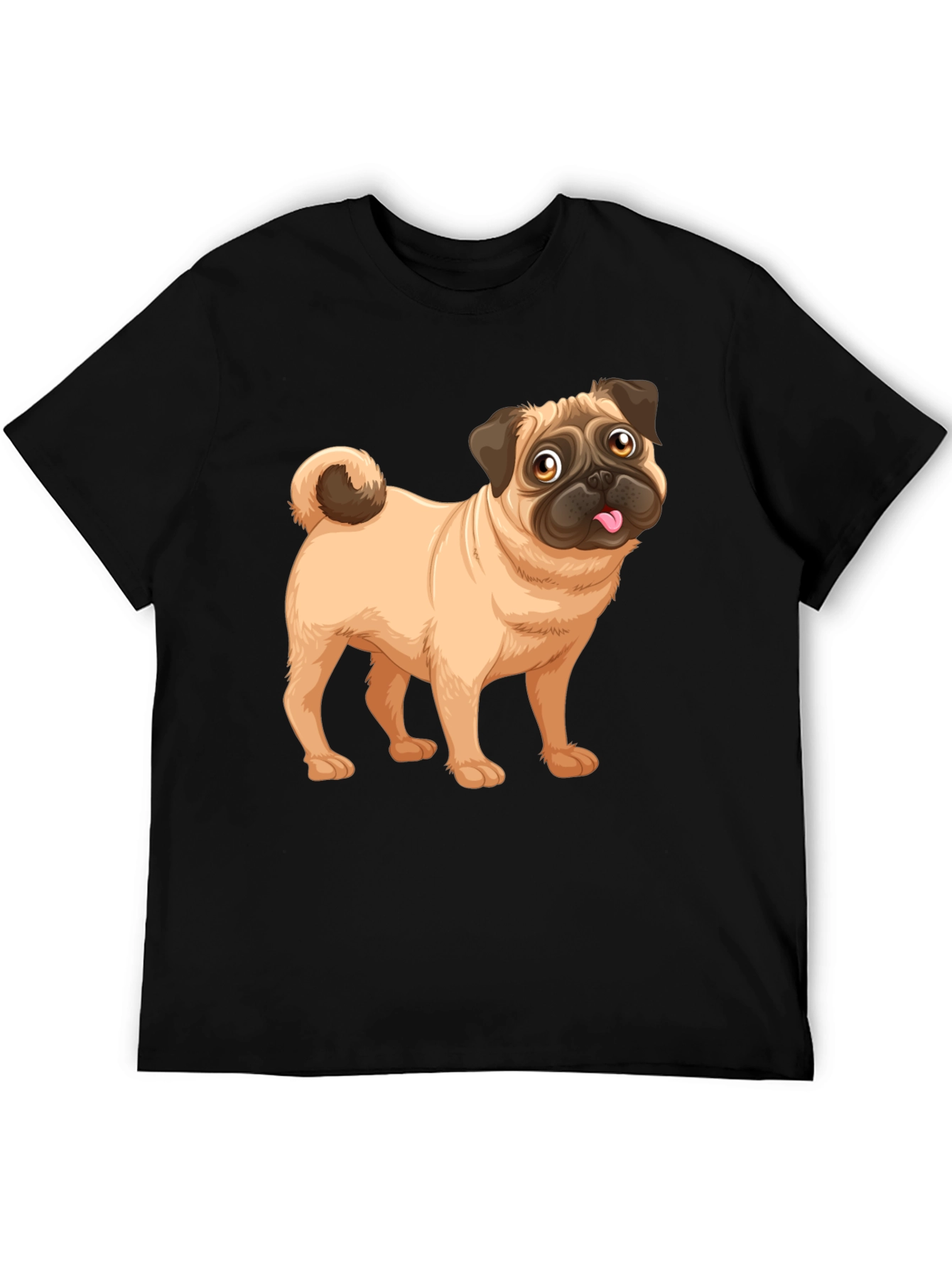 Pug Graphic Print Black T-Shirt