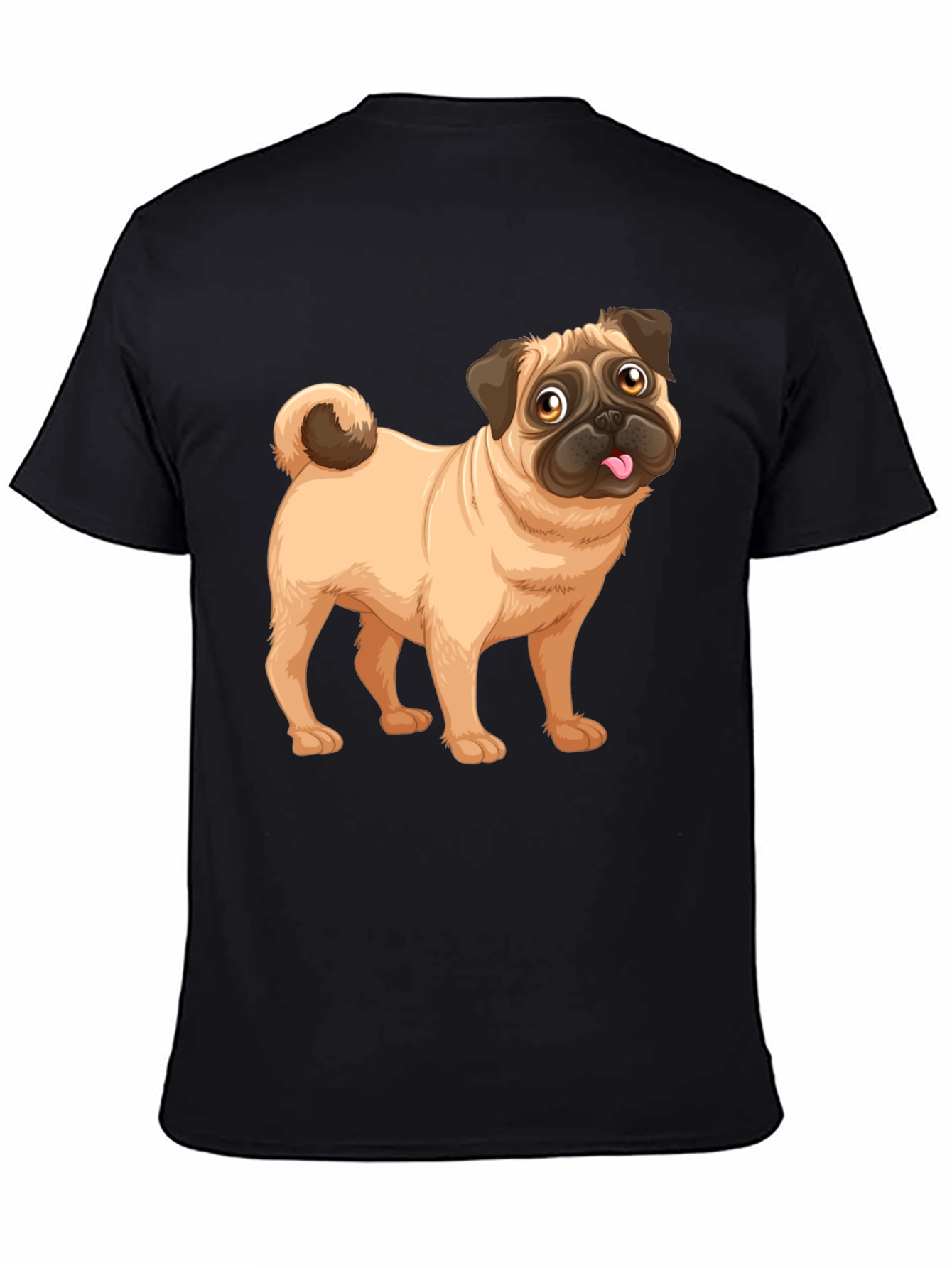 Pug Graphic Print Black T-Shirt