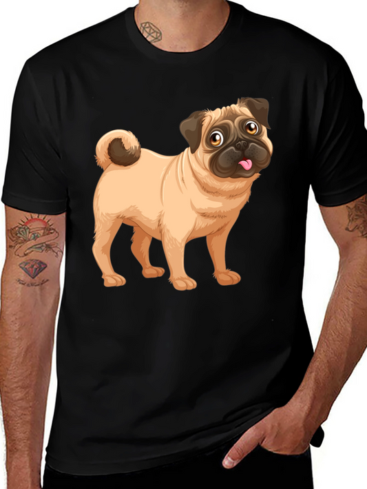 Pug Graphic Print Black T-Shirt