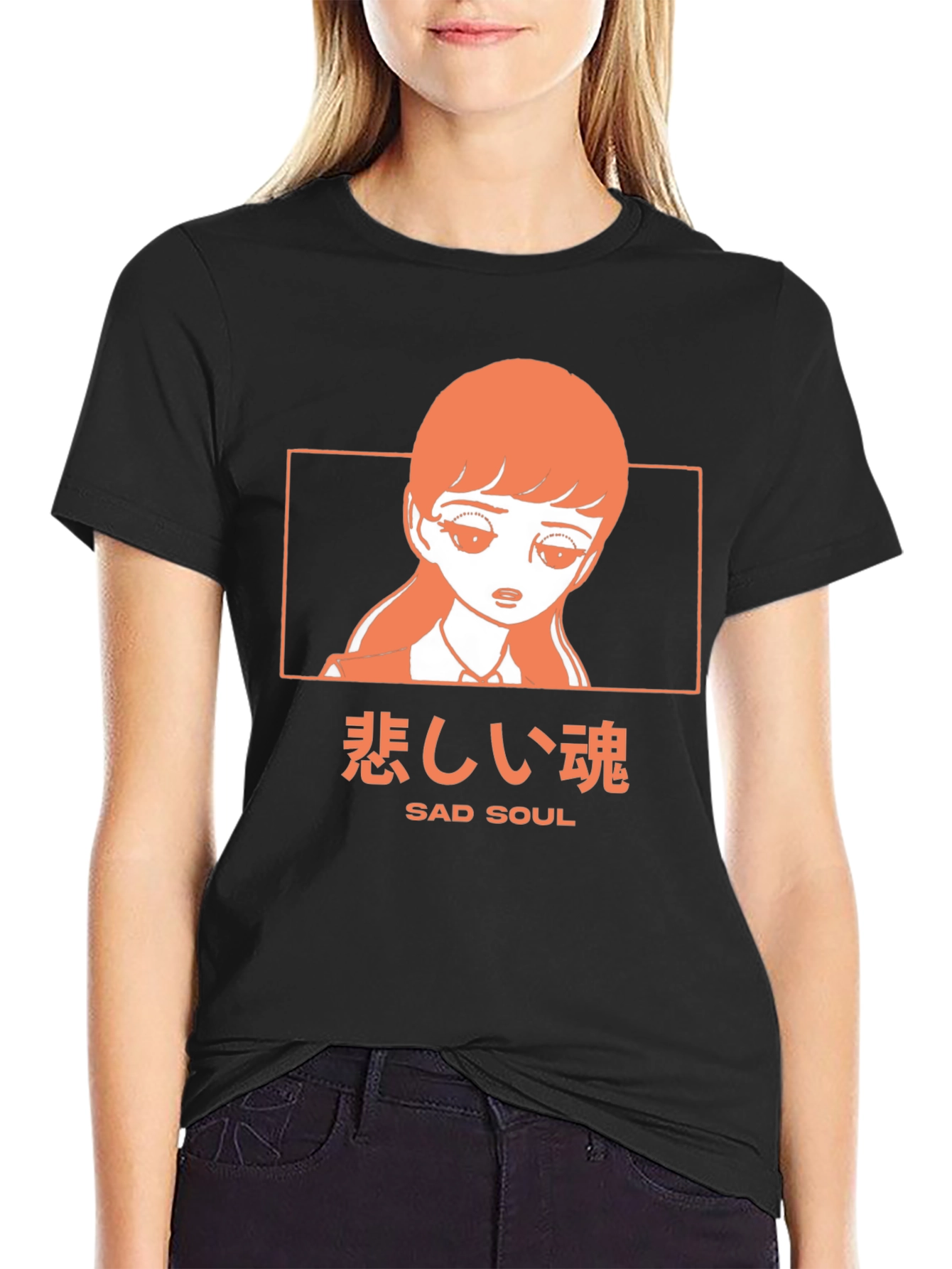 Sad Soul Anime Graphic Tee - Black