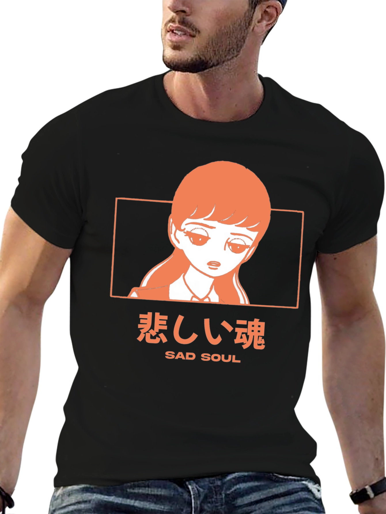 Sad Soul Anime Graphic Tee - Black