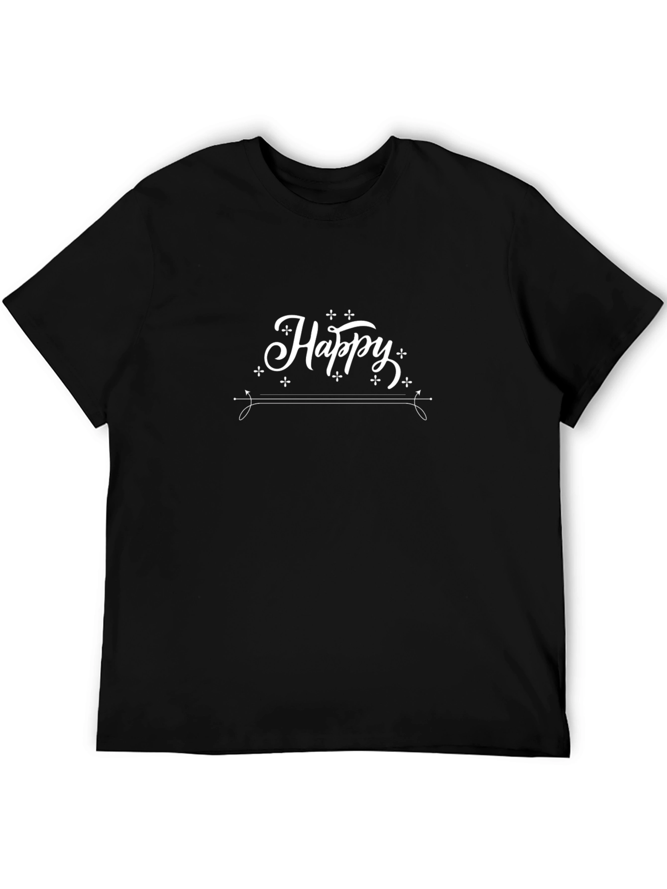 Happy Graphic Tee - Black Casual Cotton T-Shirt