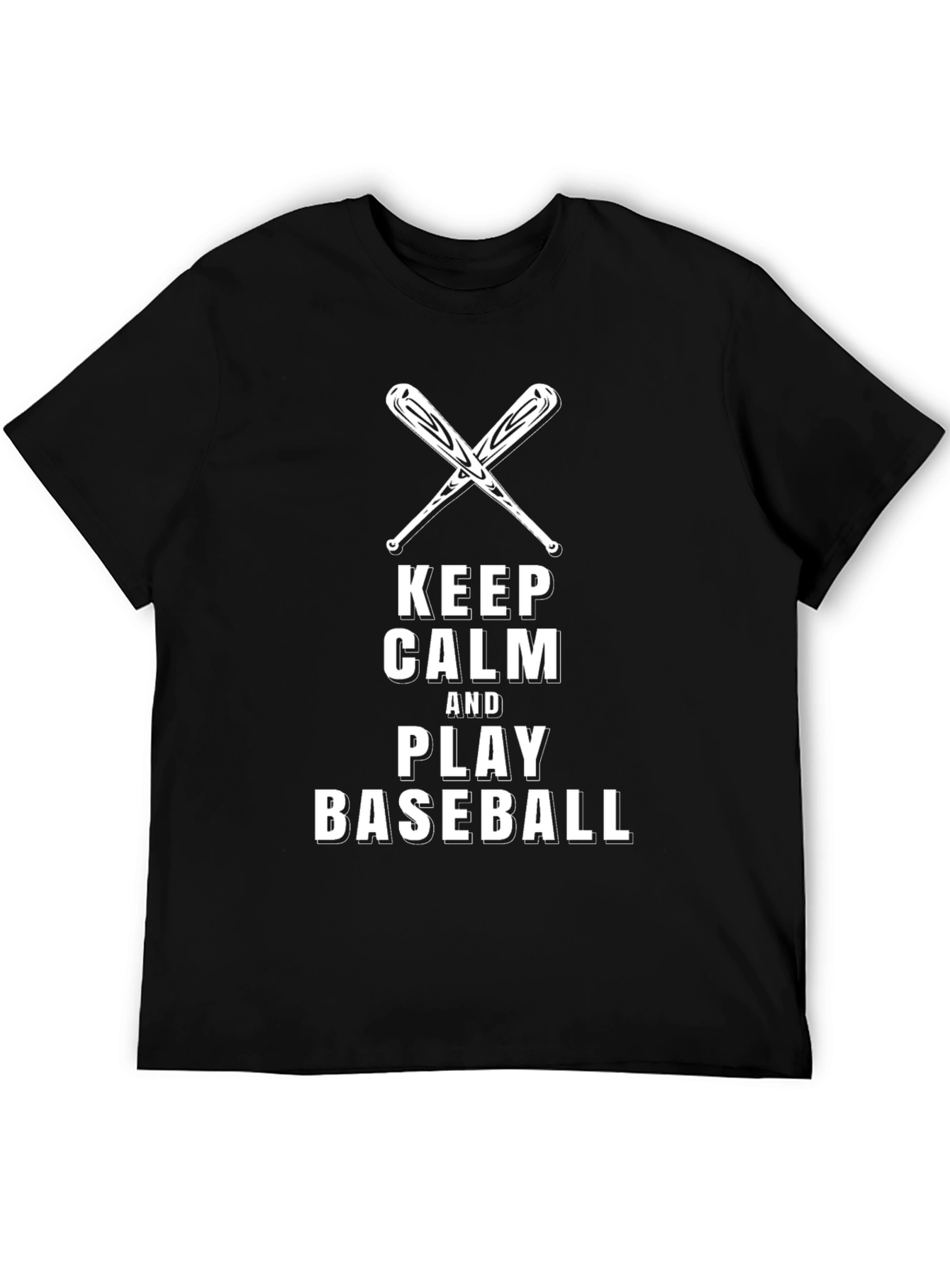 Keep Calm and Play Baseball Black T-Shirt