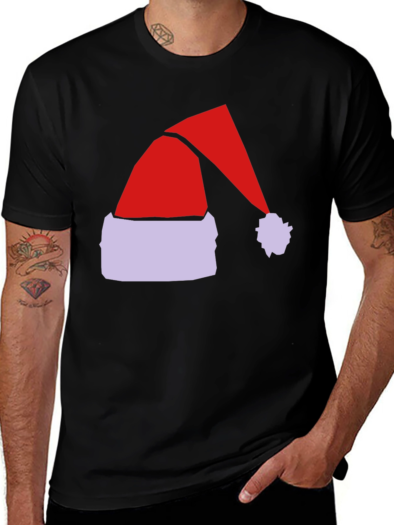 Festive Santa Hat Graphic Tee - Holiday Spirit!